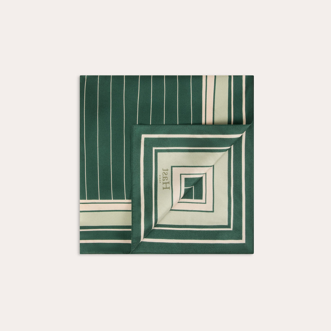Bandana en soie rayé vert