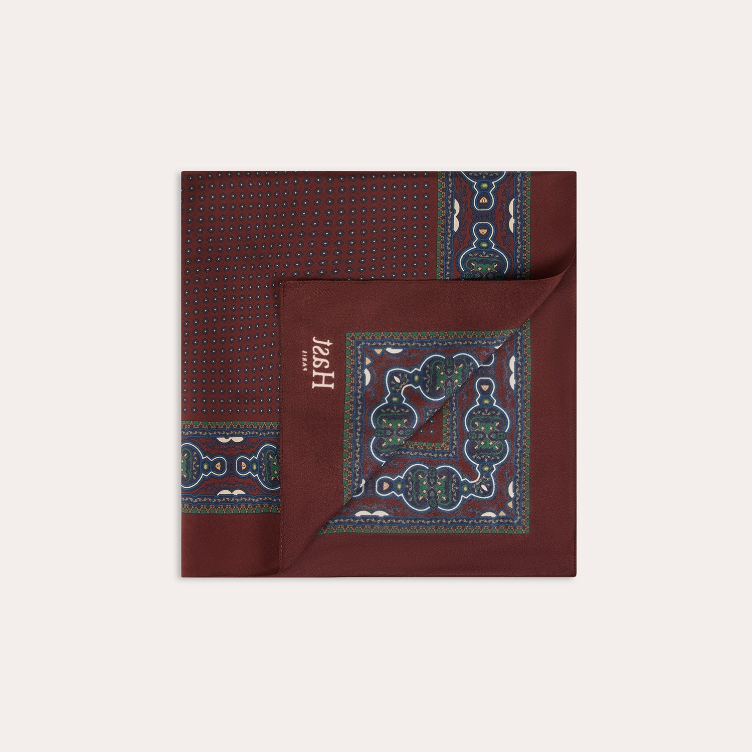 Bandana en soie bordeaux à motif