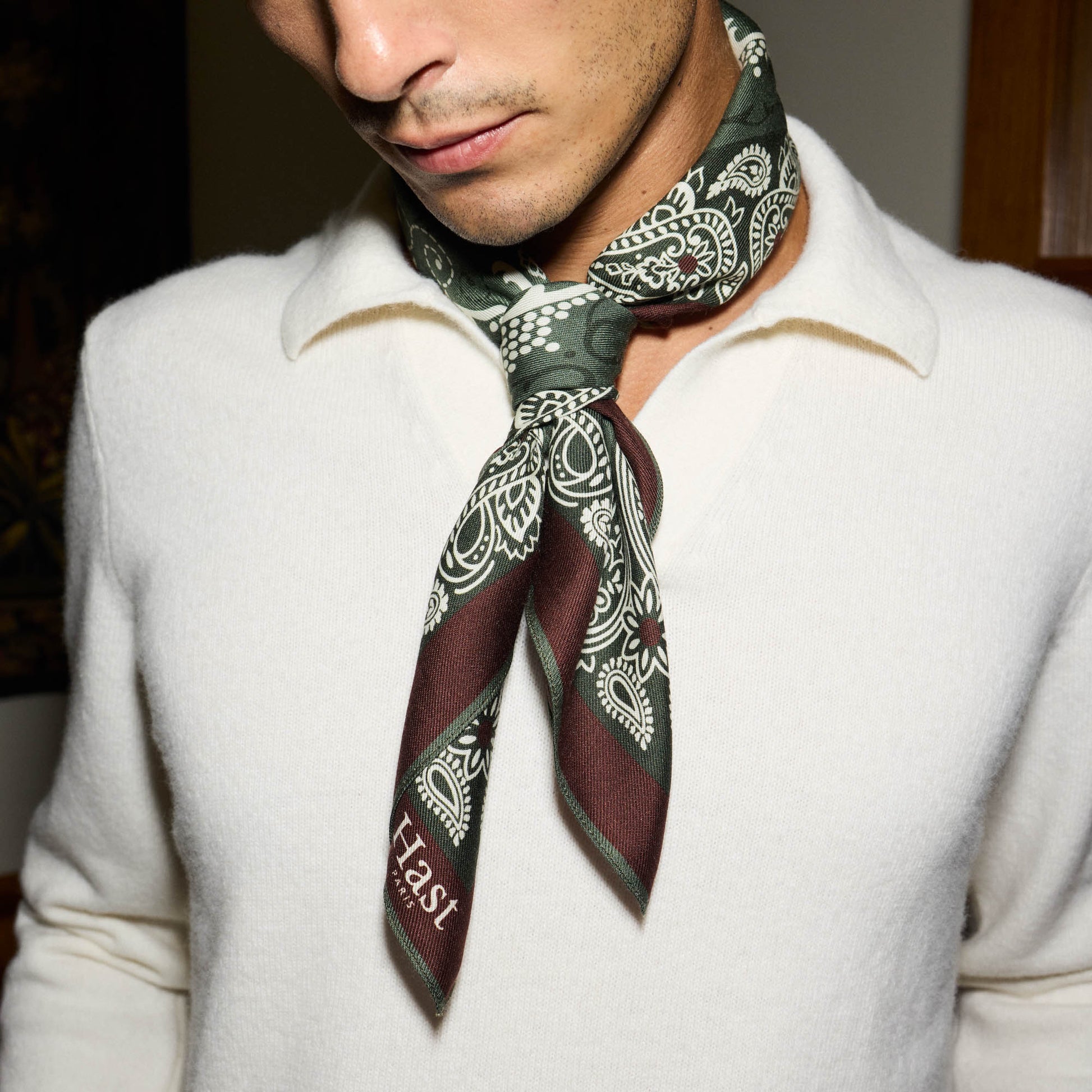 Foulard en laine et soie vert