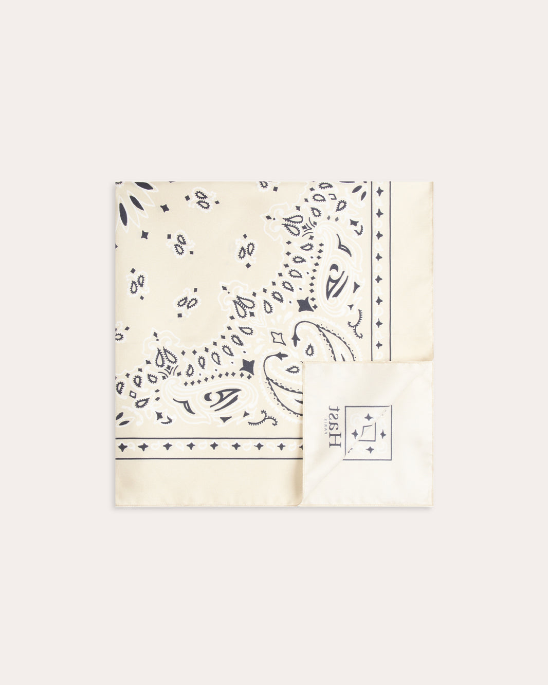 Ecru patterned silk scarf