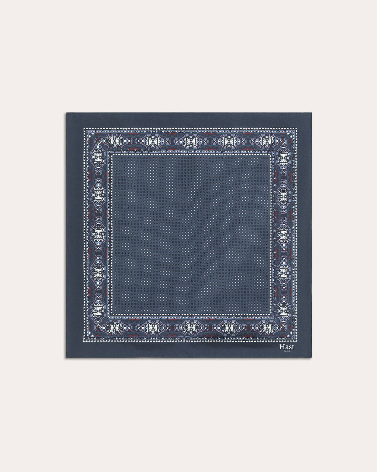 Foulard en soie marine à motif