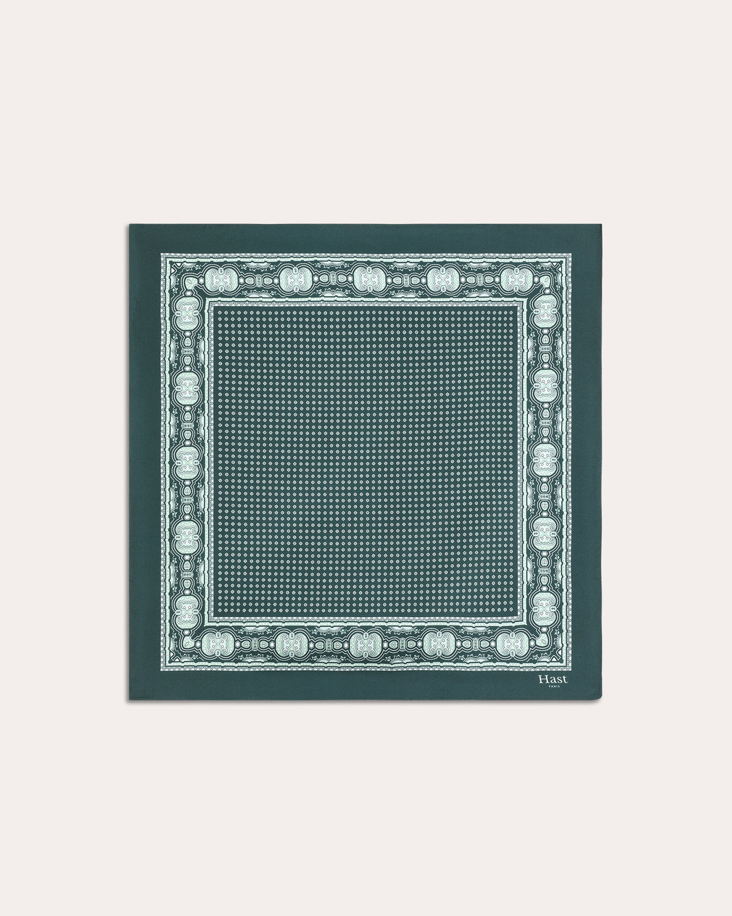 Green patterned silk scarf