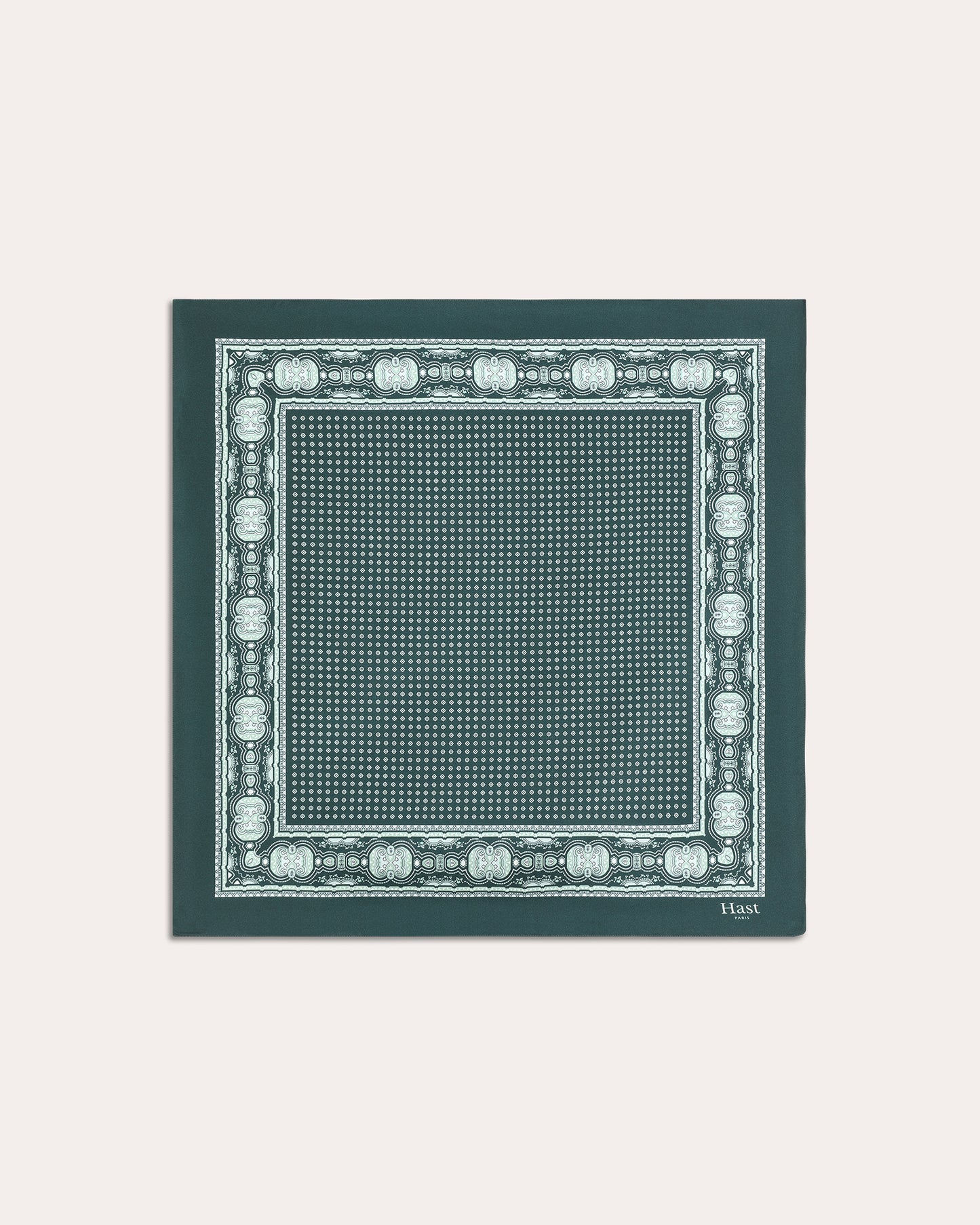 Foulard en soie vert à motif