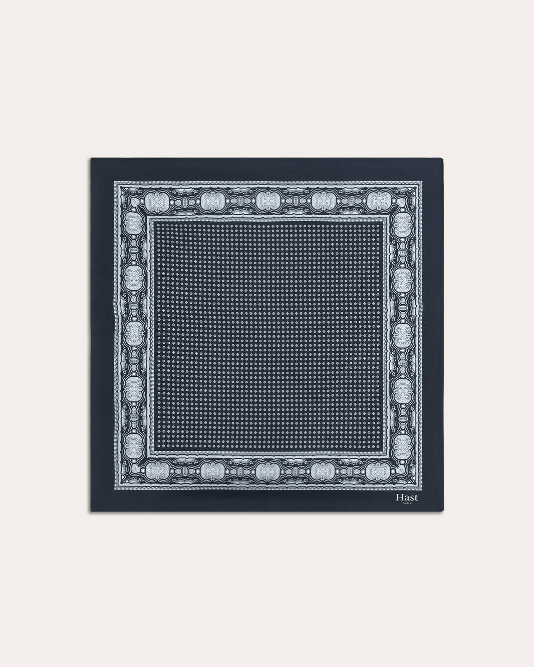 Patterned grey silk scarf