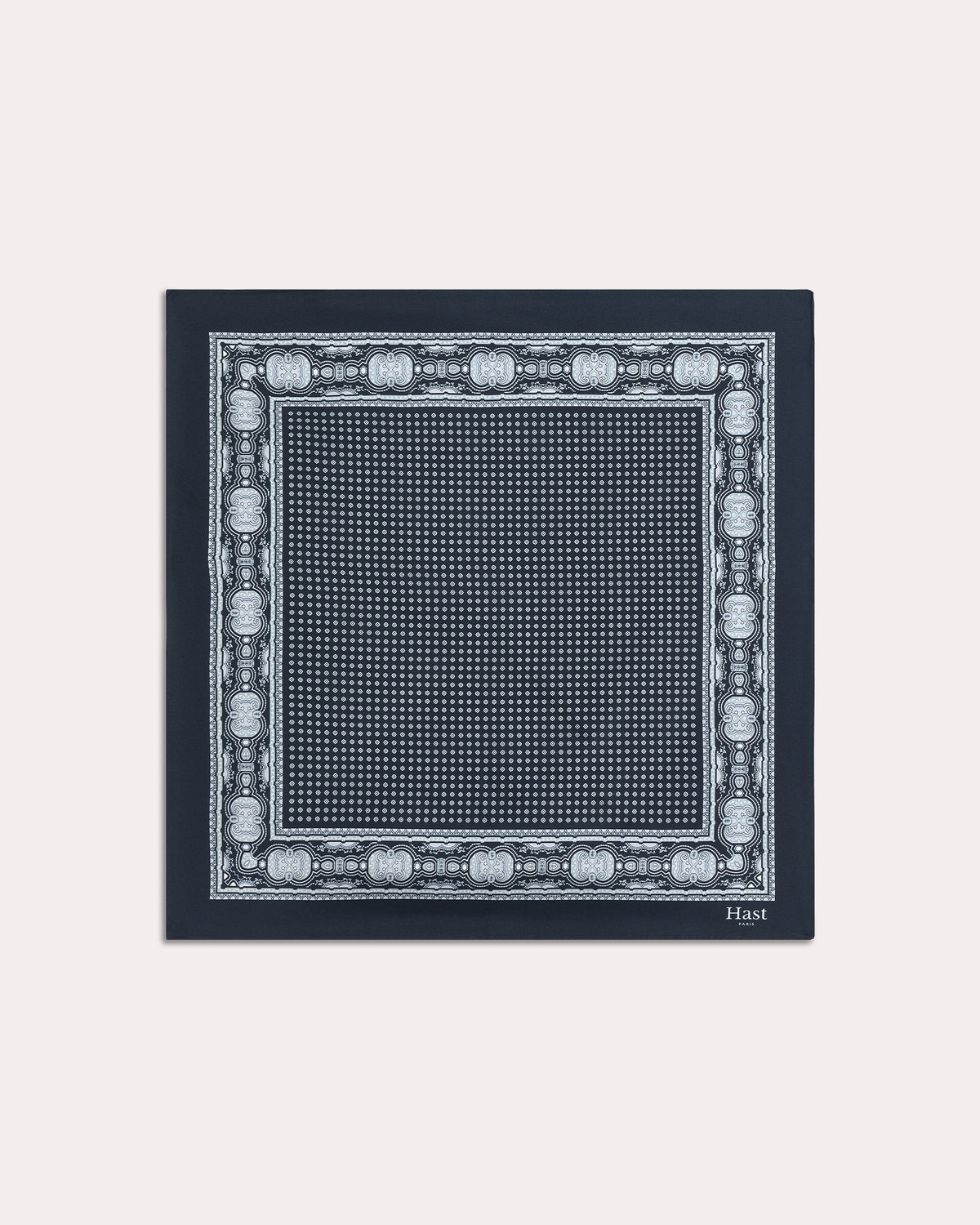 Patterned grey silk scarf