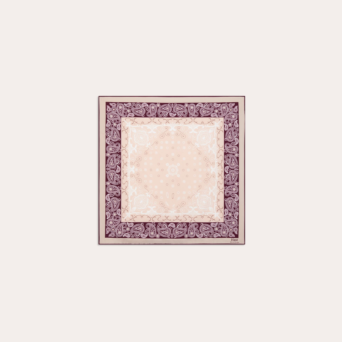 Foulard en soie écru et bordeaux à motifs