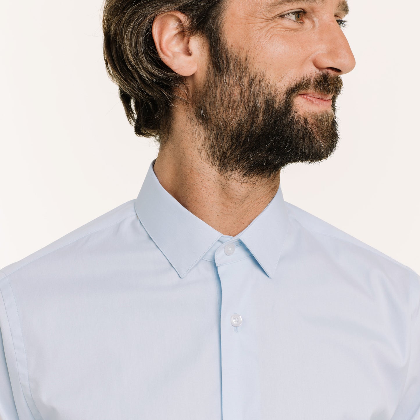 Fitted shirt in sky blue double-twisted Oxford