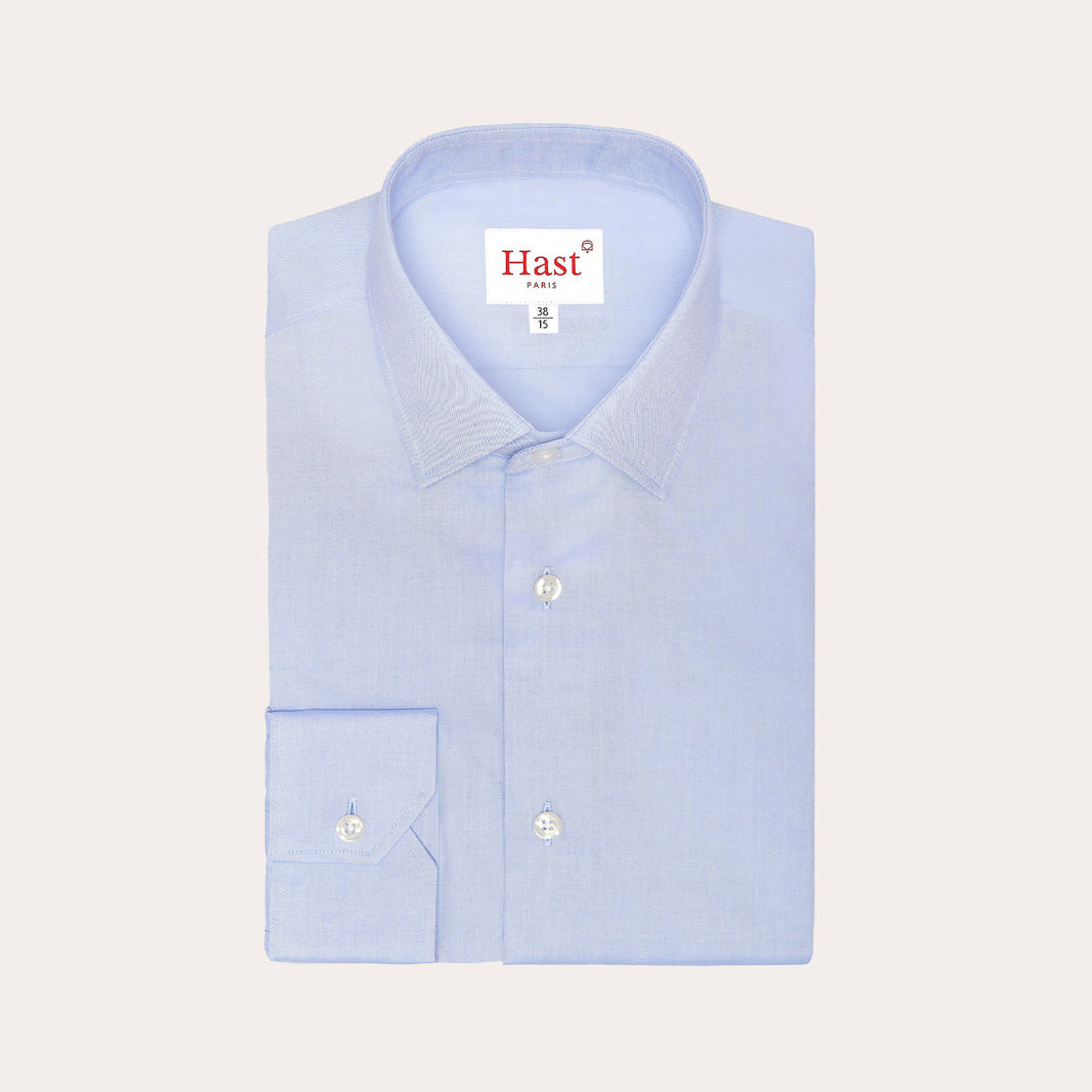 Blue double-twisted Oxford shirt