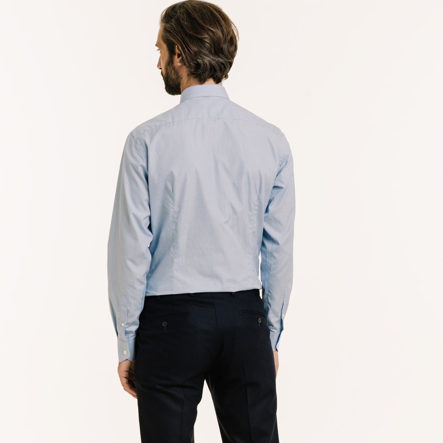 Blue double-twisted fil-à-fil fitted shirt