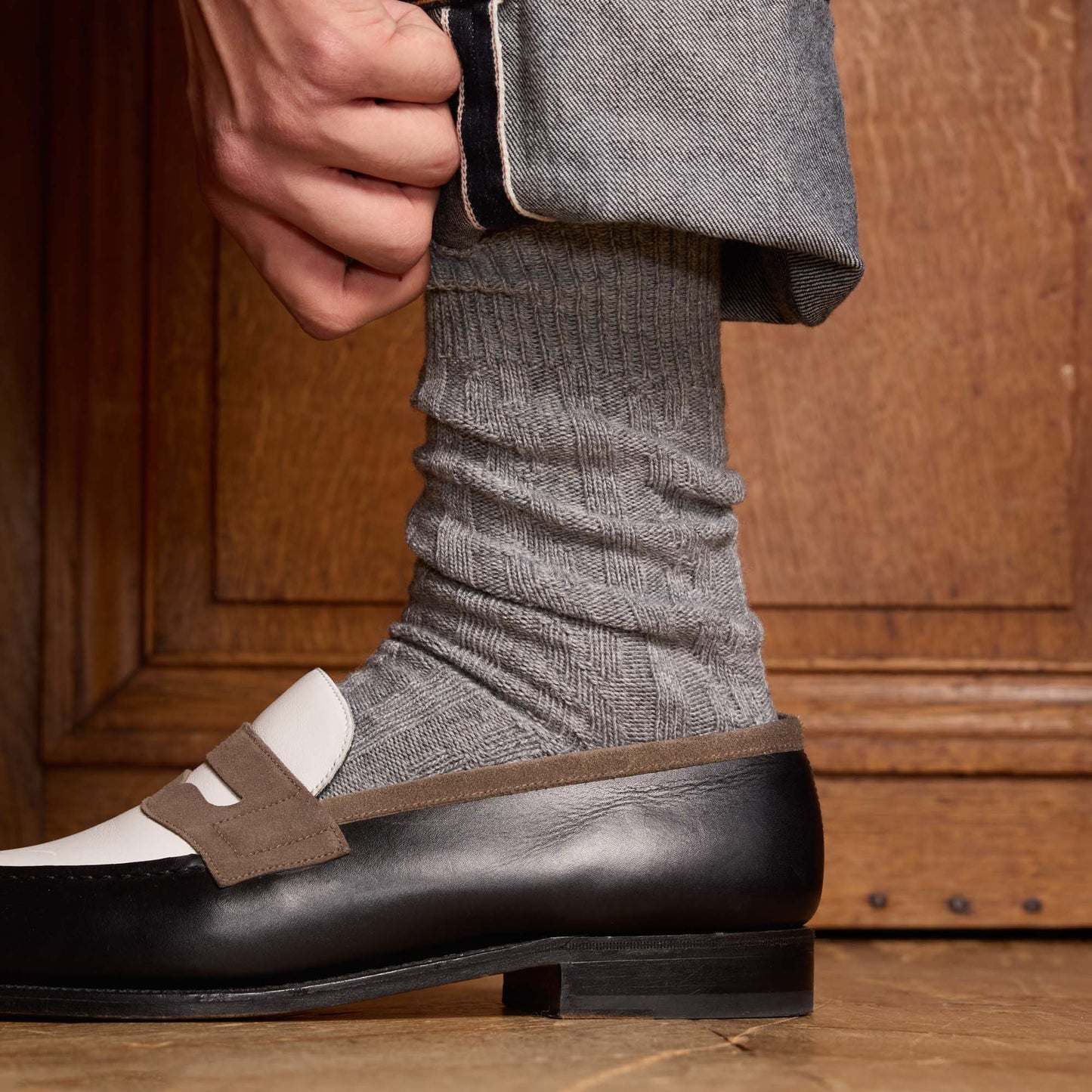 Grey wool and cashmere socks