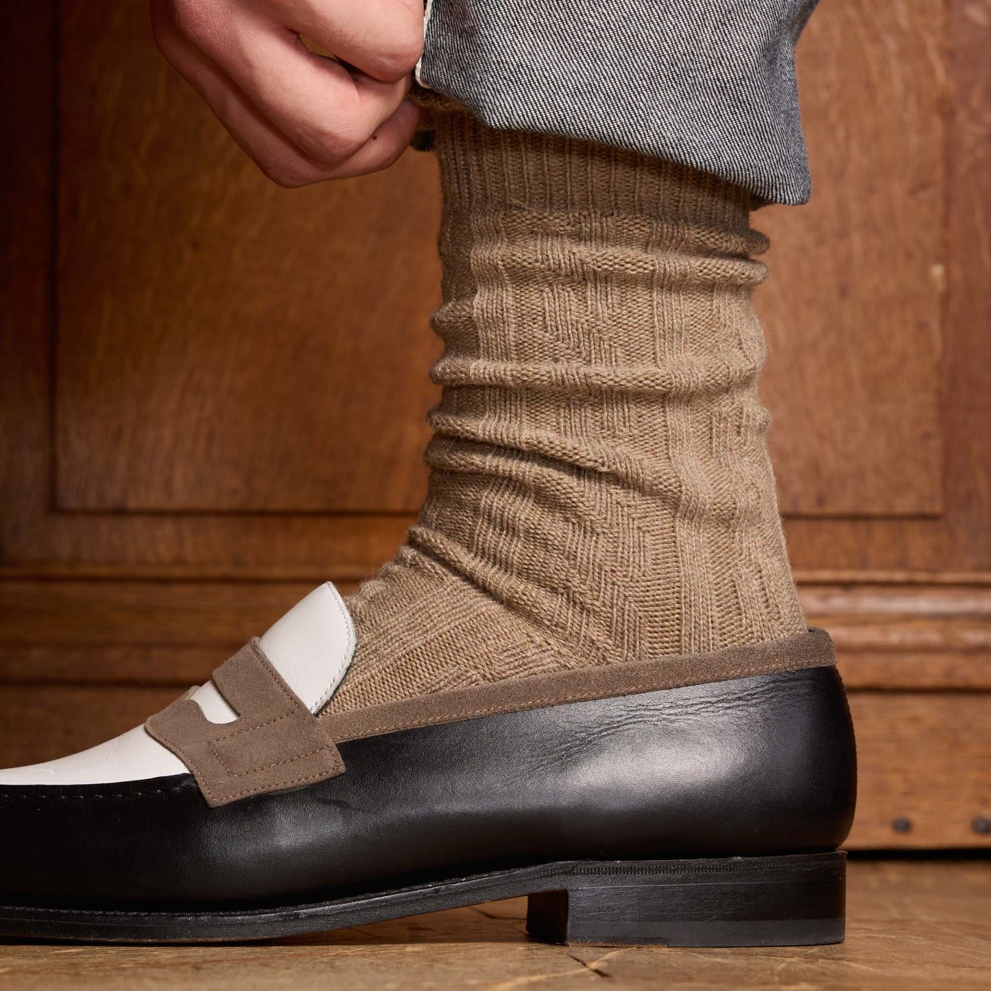 Chaussettes en laine et cachemire beiges