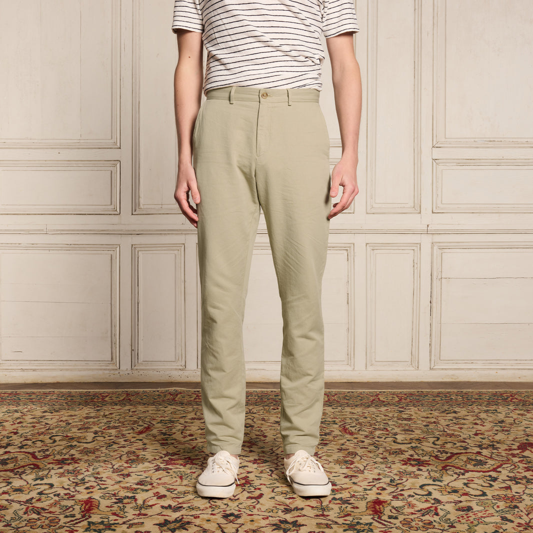 Light beige cotton and linen chinos