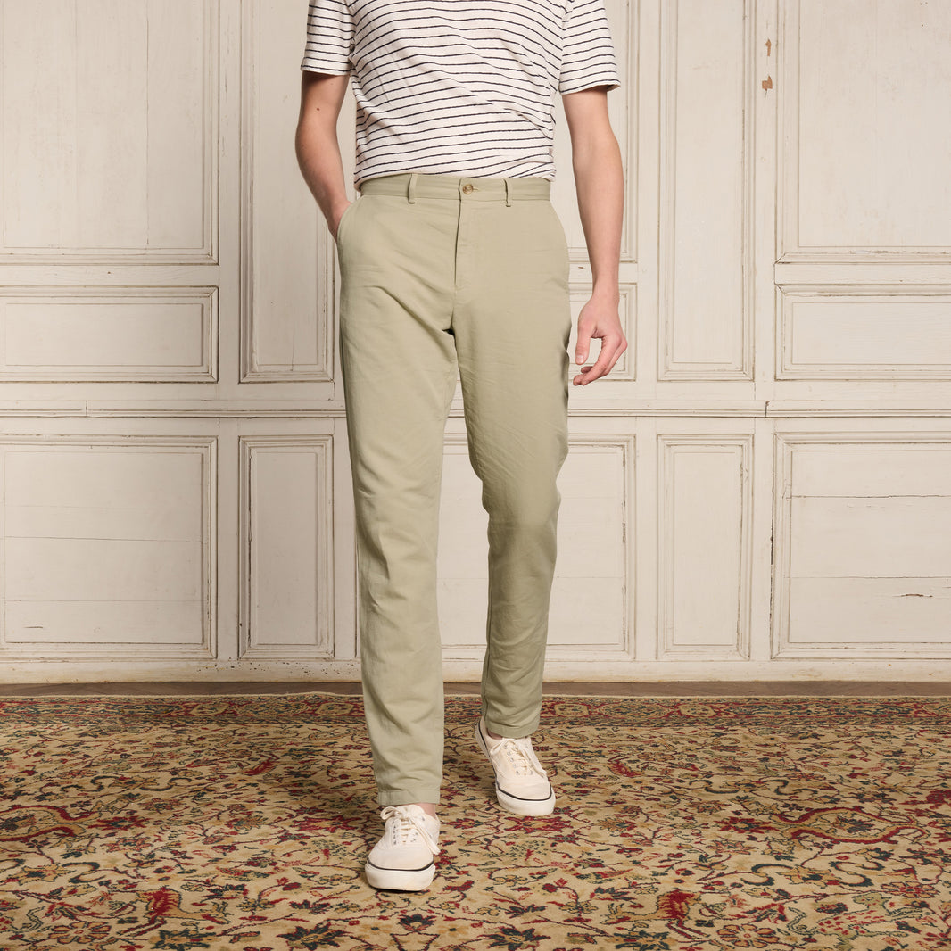 Light beige cotton and linen chinos