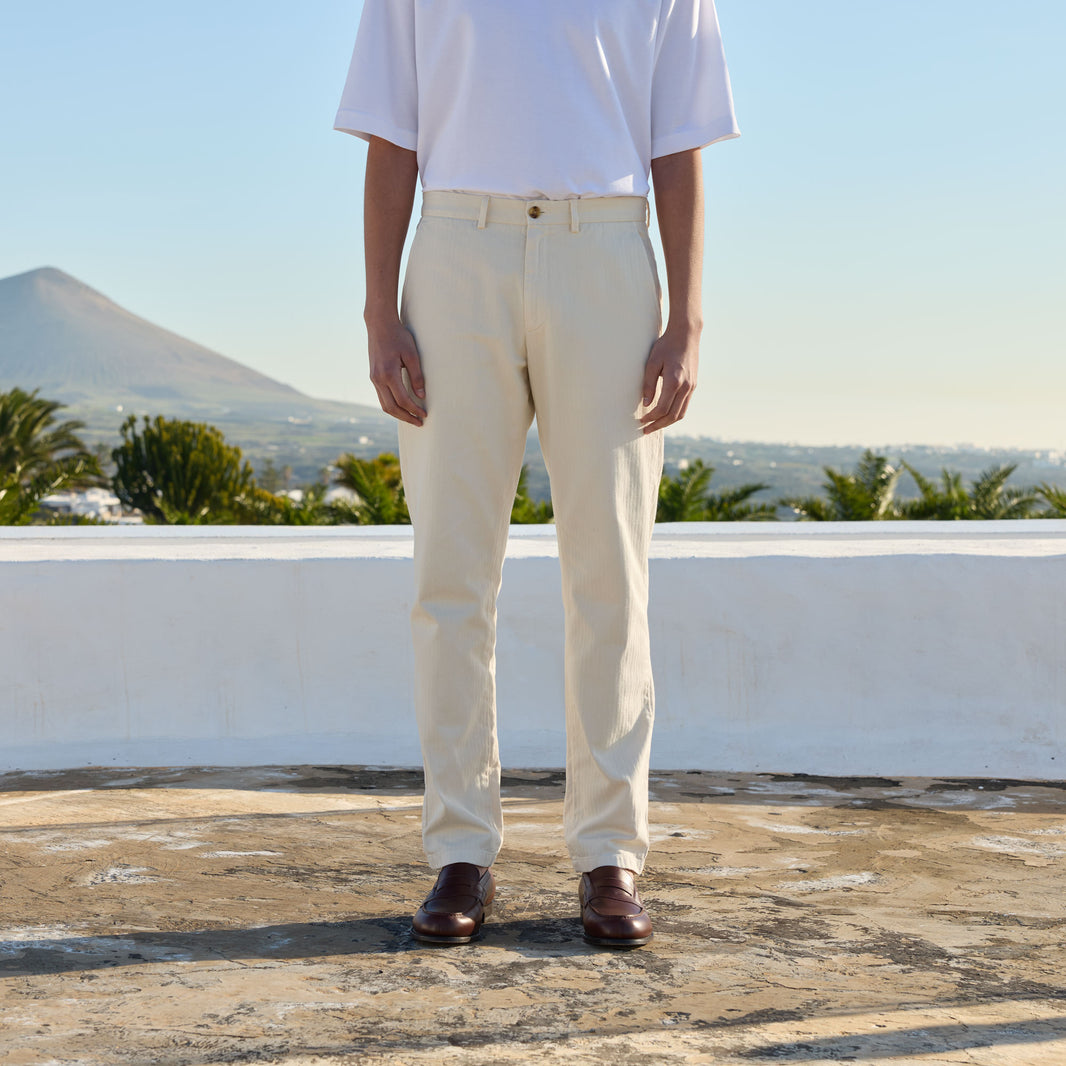 Off-white cotton chino trousers