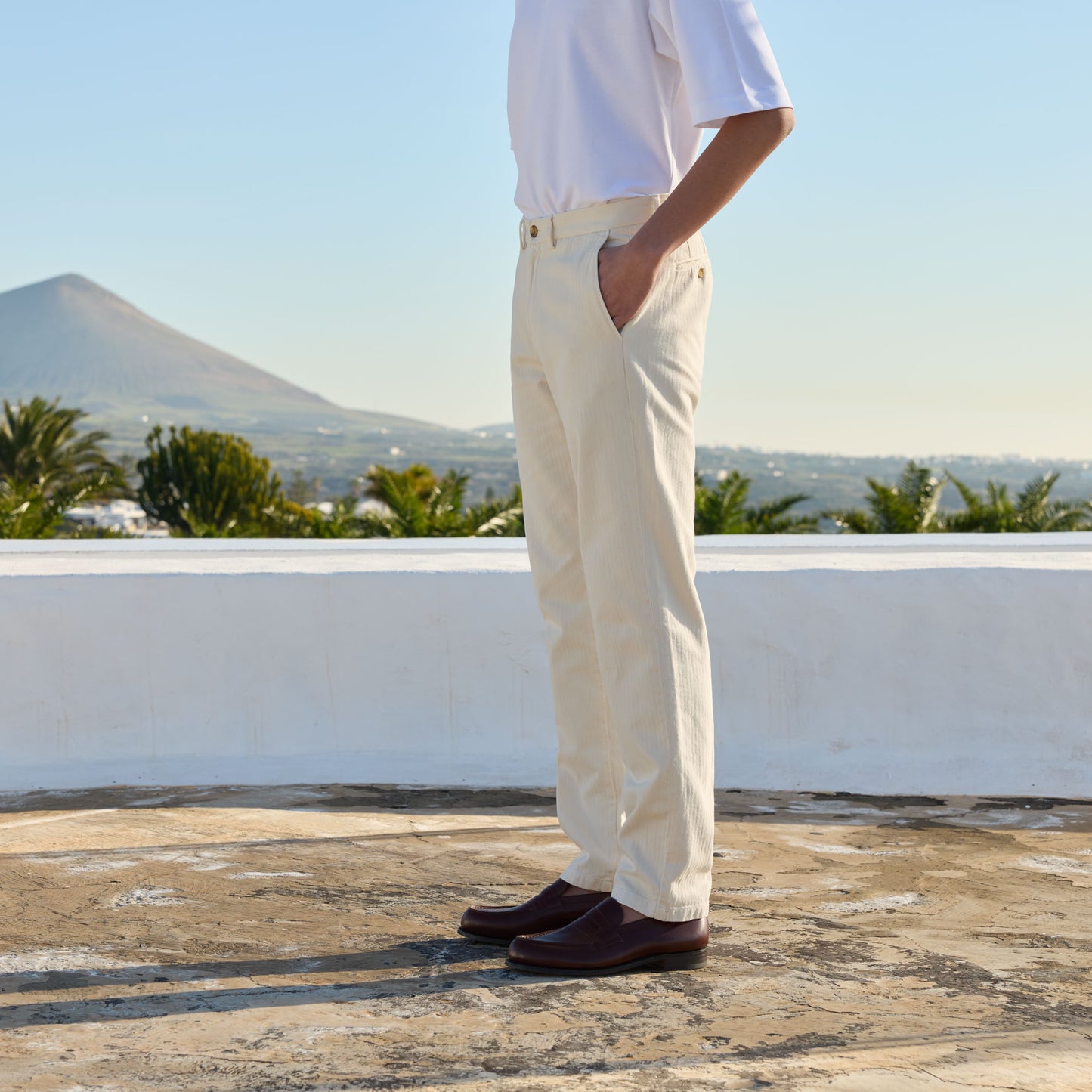 Pantalon chino en coton off white