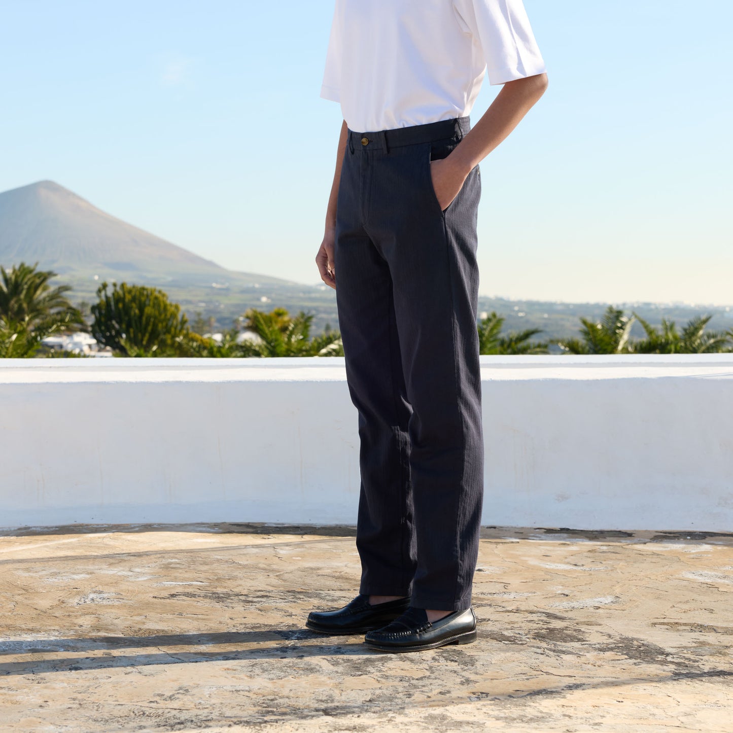 Pantalon chino en coton marine