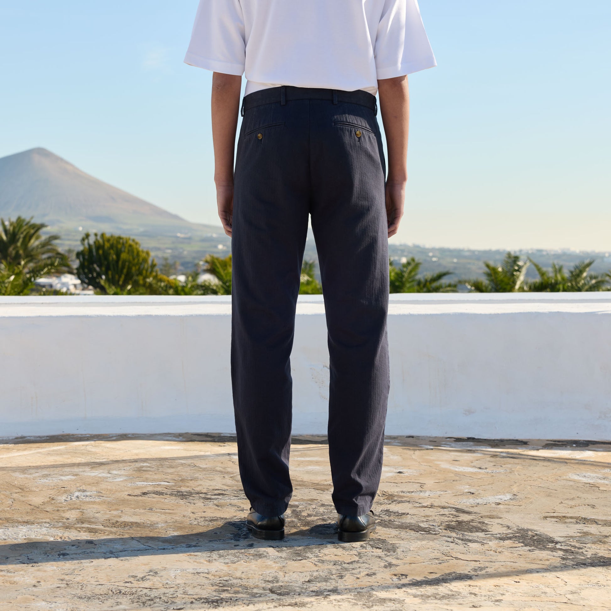 Pantalon chino en coton marine