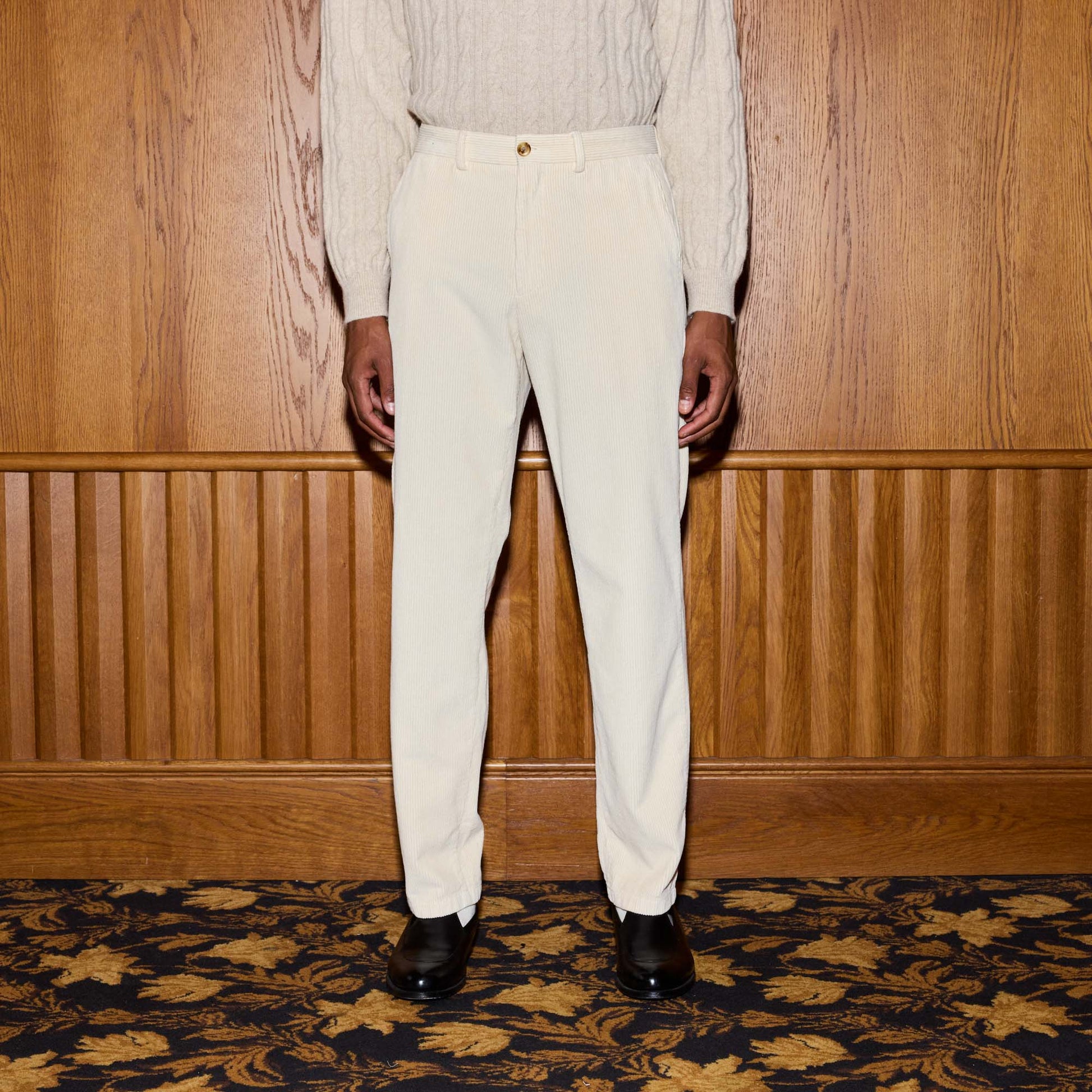 Chino en velours écru