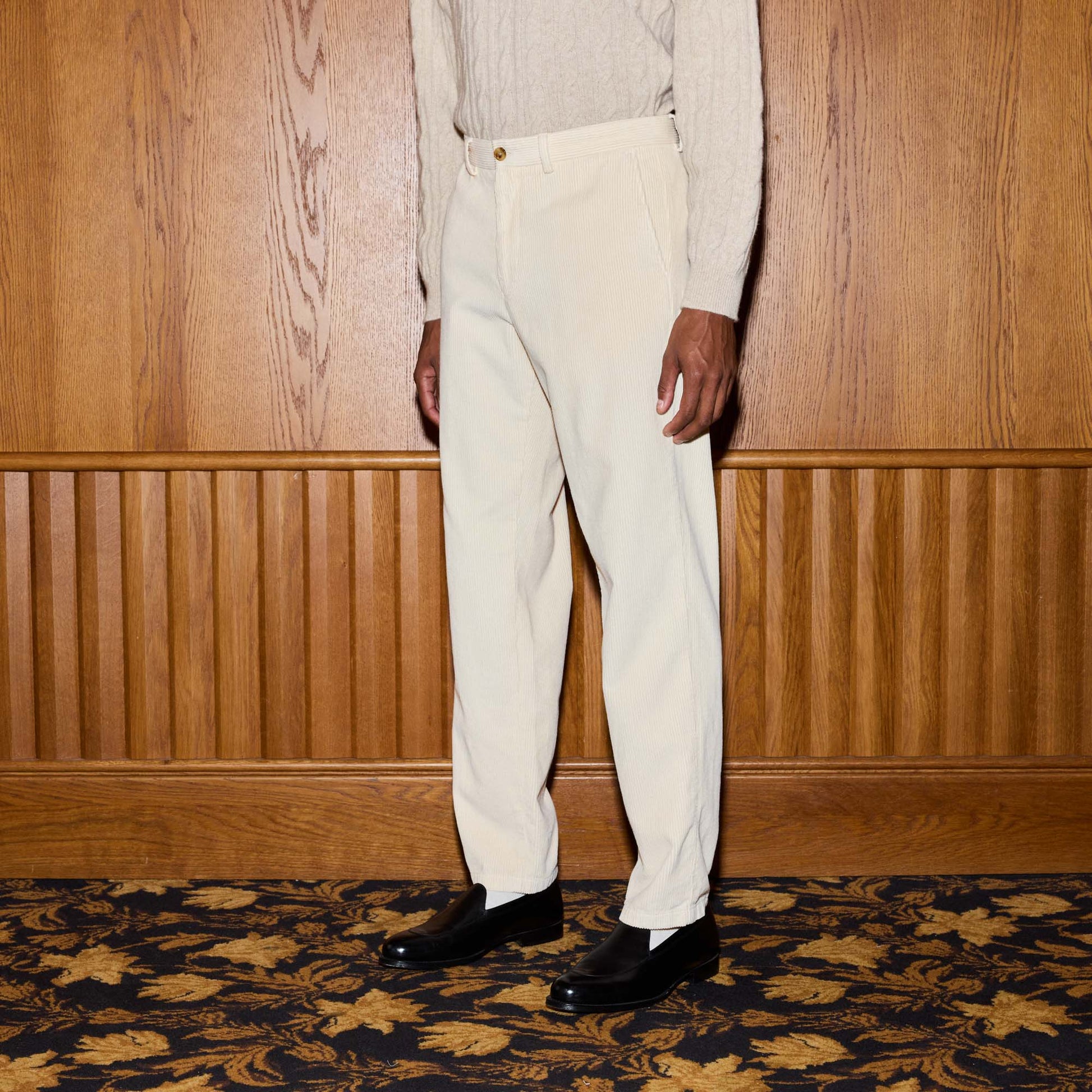 Chino en velours écru