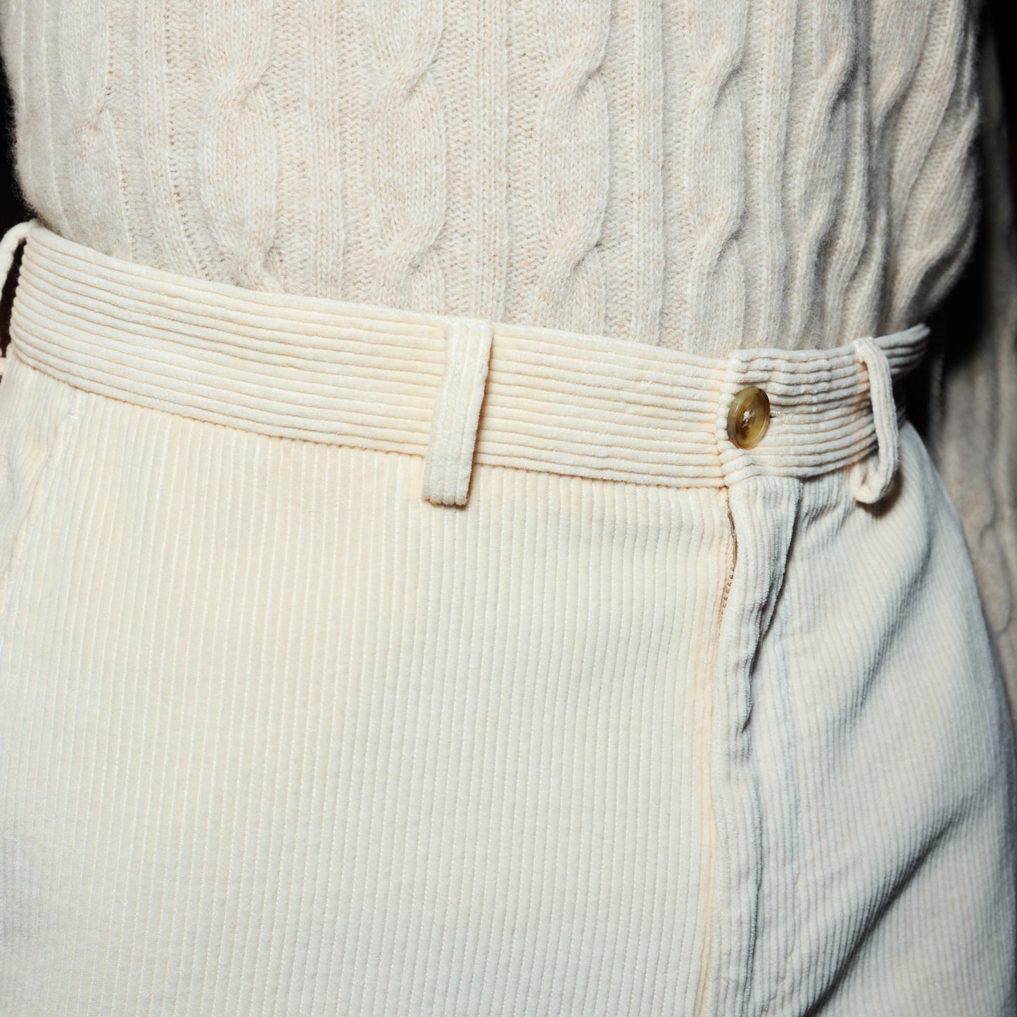 Chino en velours écru