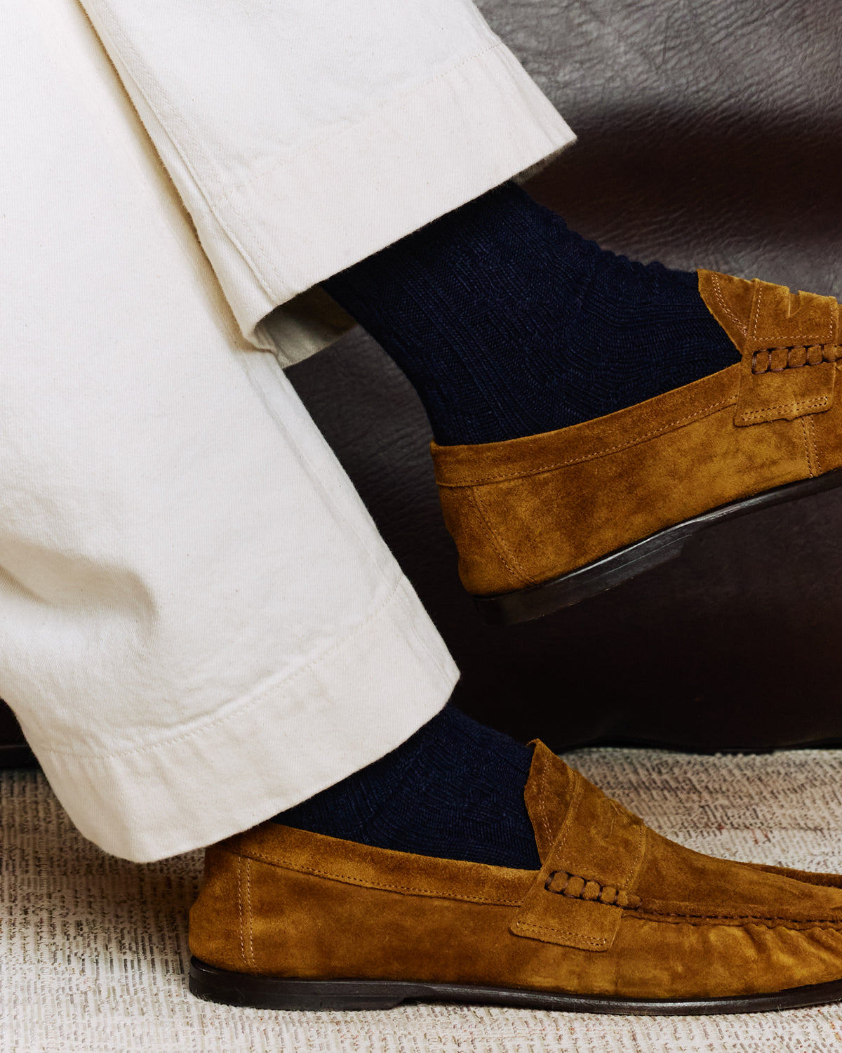 Navy wool and cashmere socks