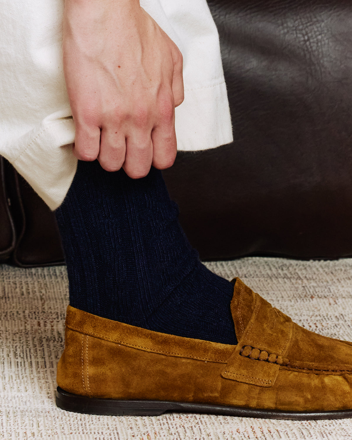 Navy wool and cashmere socks