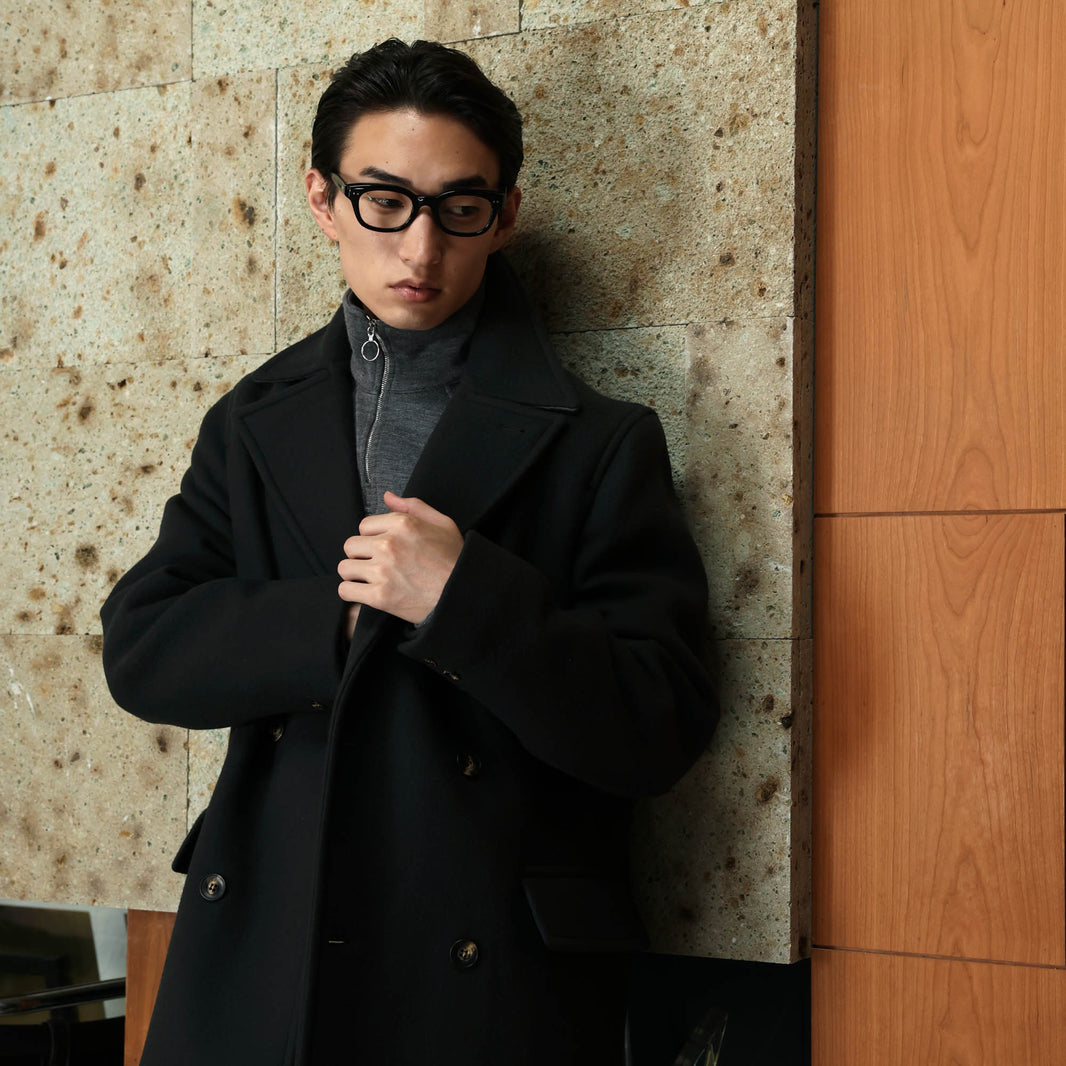 Manteau croisé en laine verte