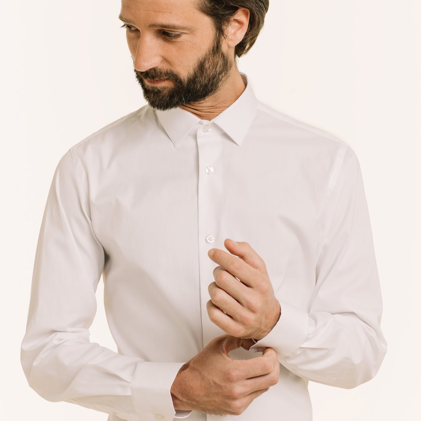 White double-twisted Oxford shirt