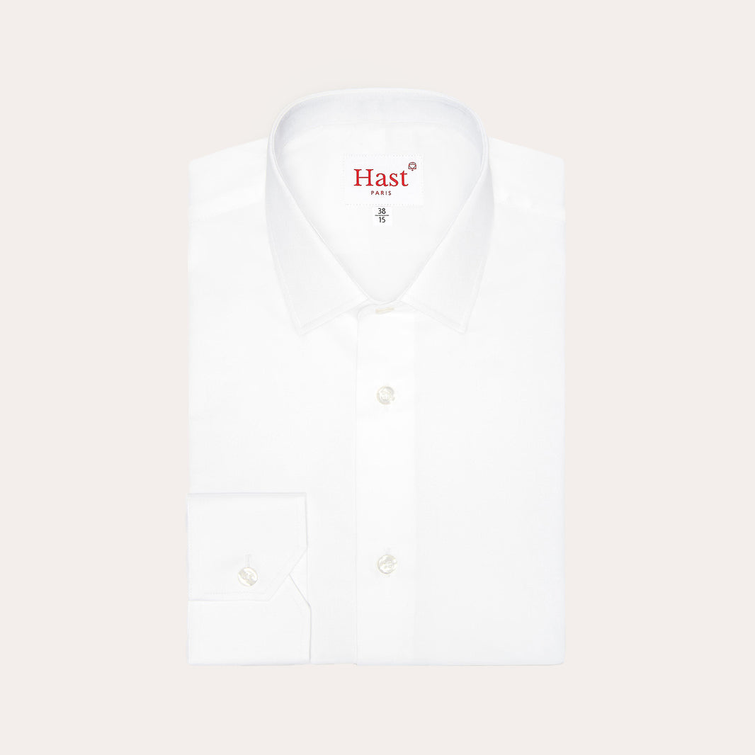 Fitted shirt in white double-twisted twill