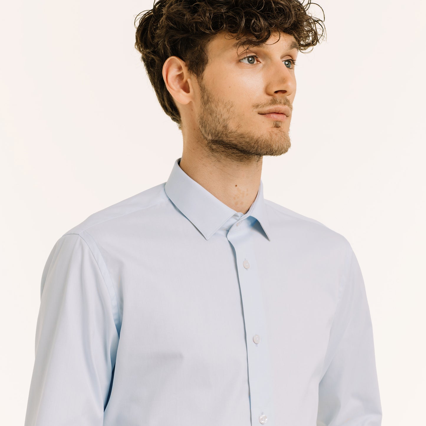 Sky blue double-twisted Oxford shirt