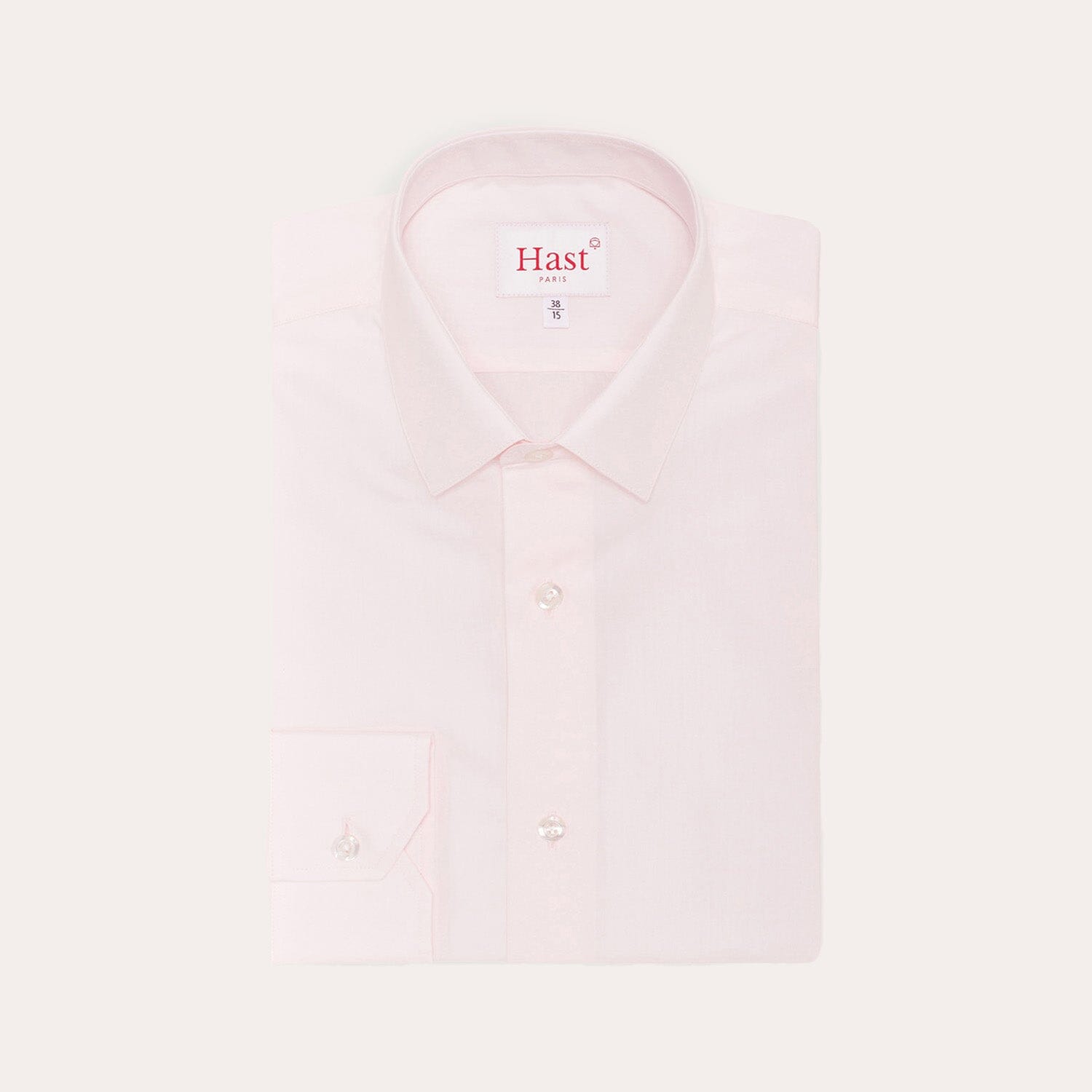 Chemise cintrée en popeline double retors rose pâle