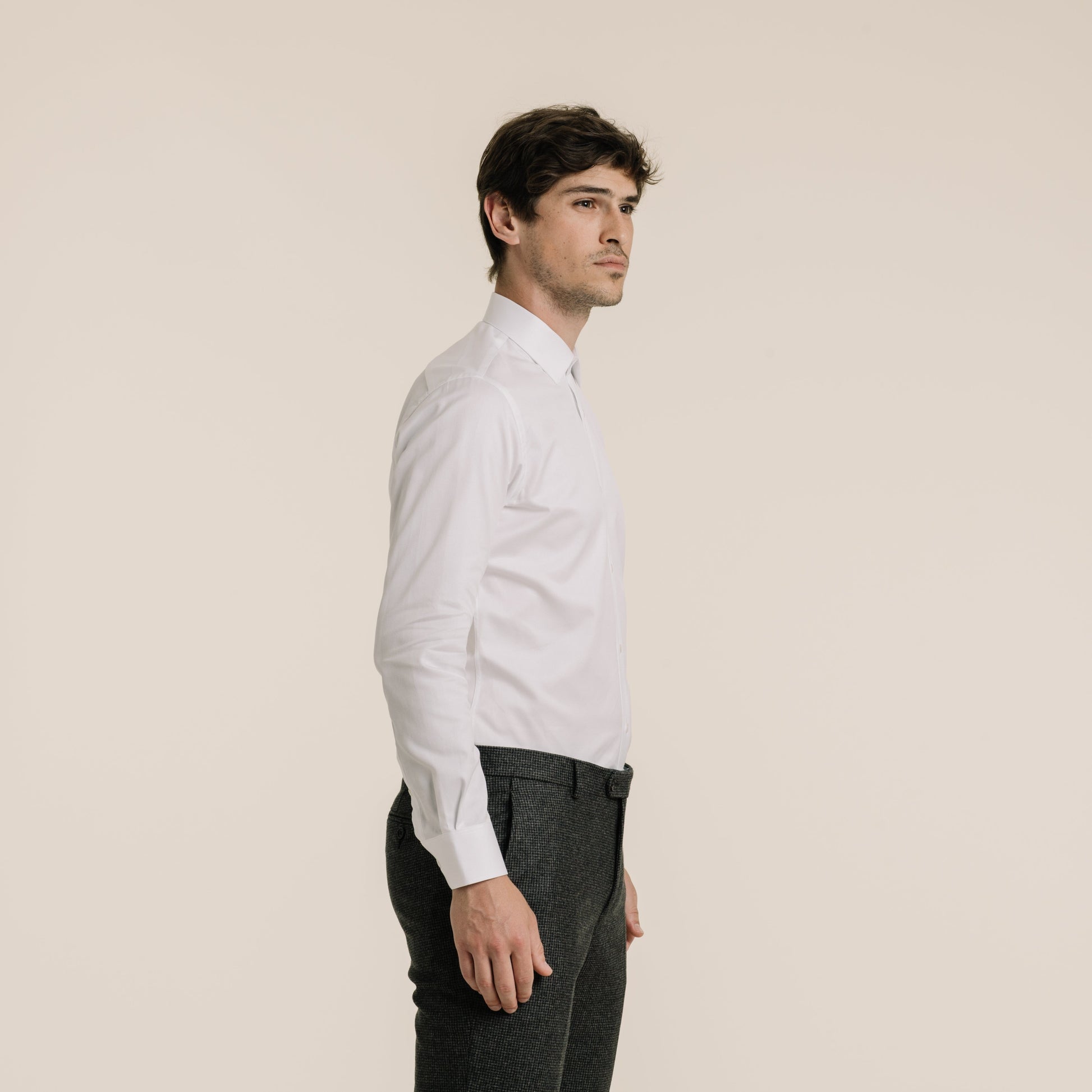 Chemise en dobby double retors blanche