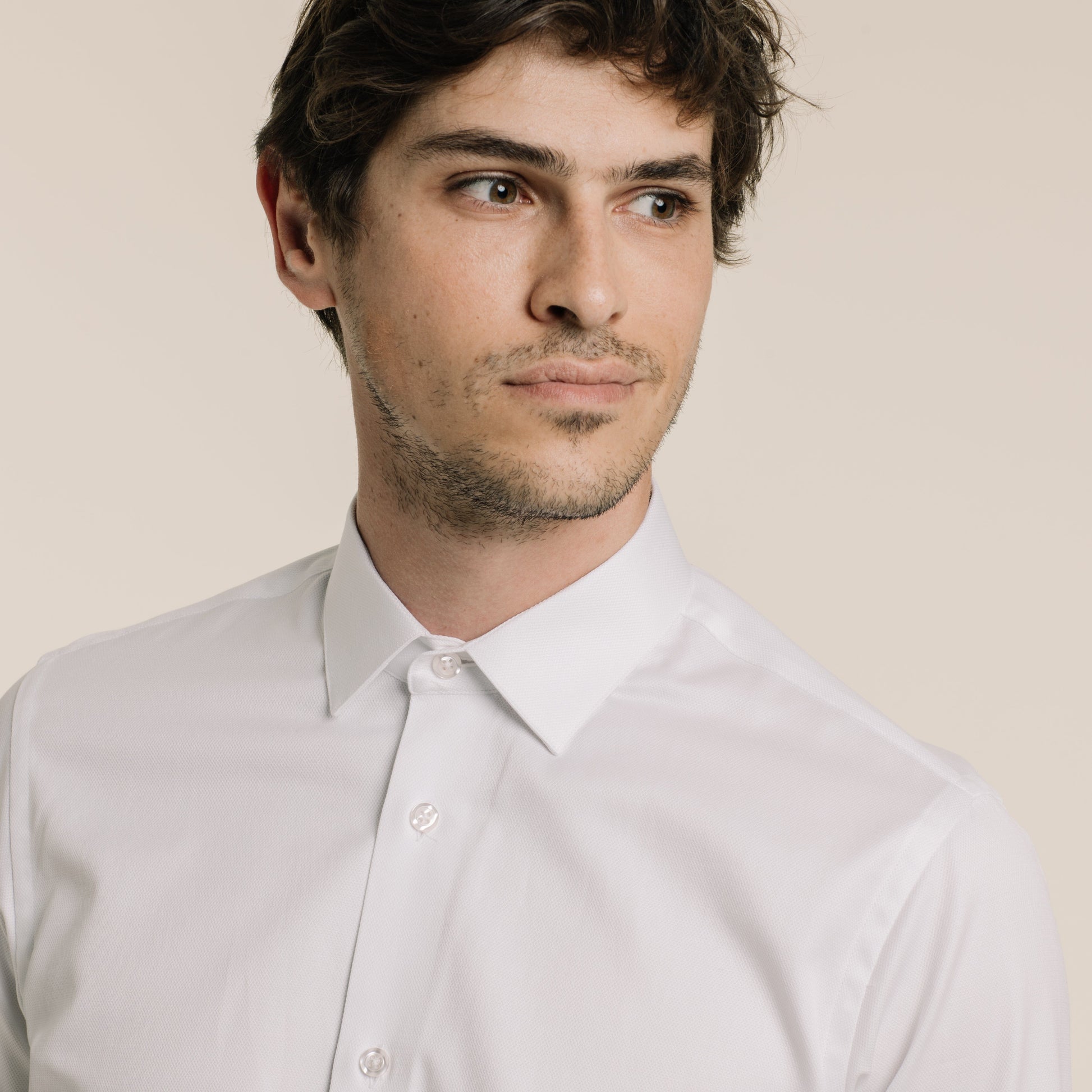 Chemise en dobby double retors blanche