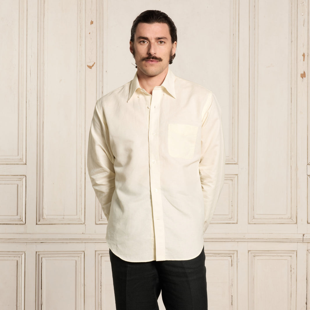 Chemise en coton et lin écrue