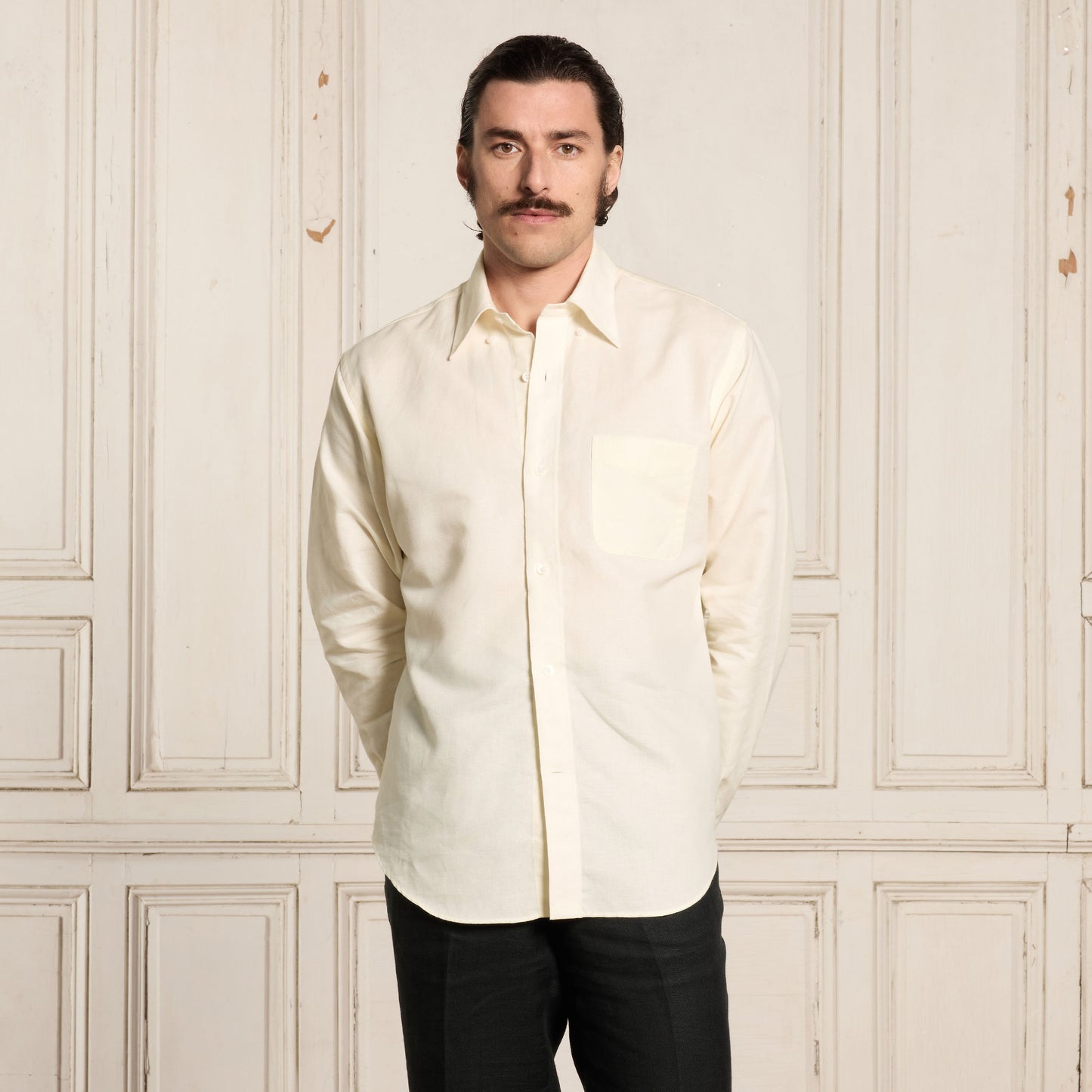Chemise en coton et lin écrue