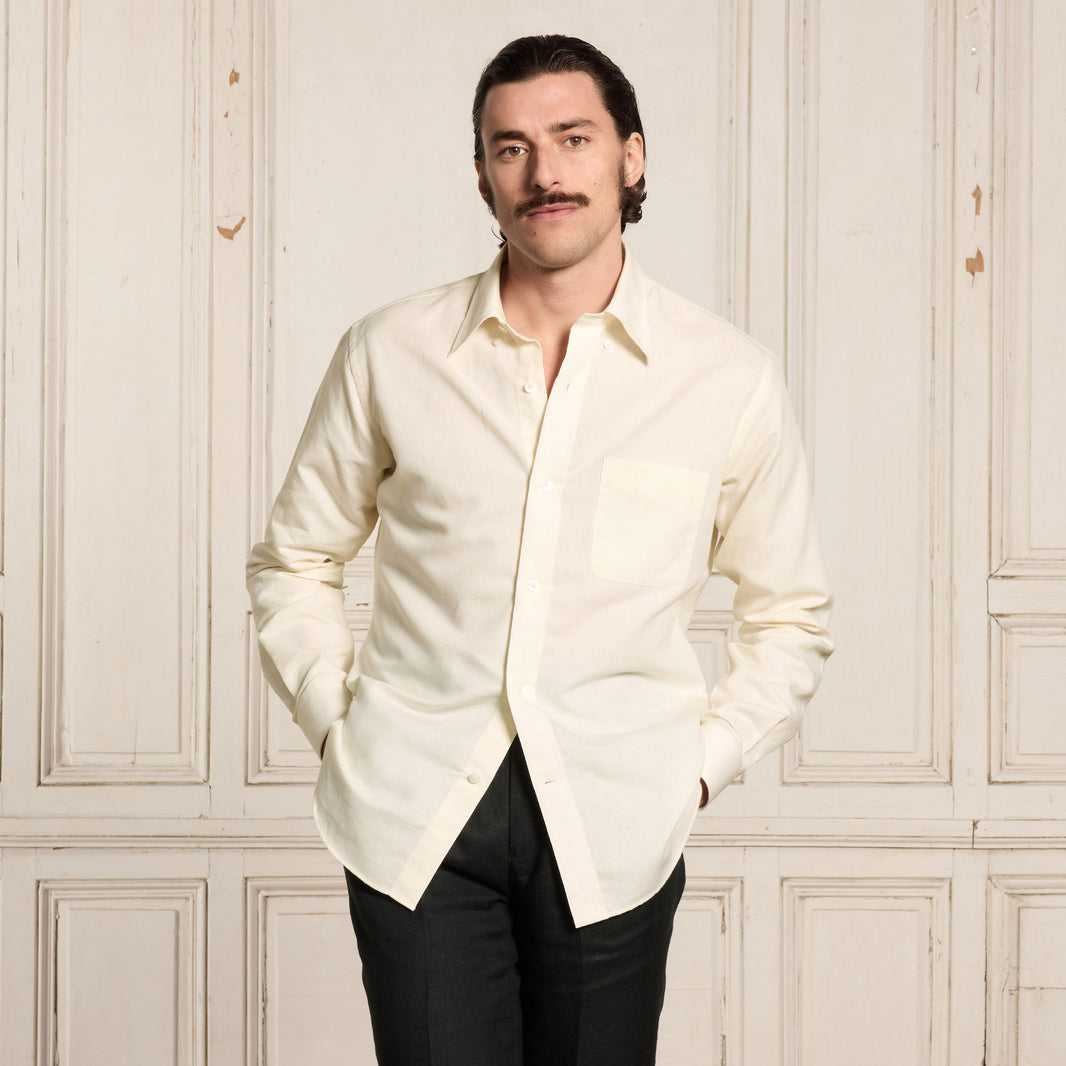 Chemise en coton et lin écrue