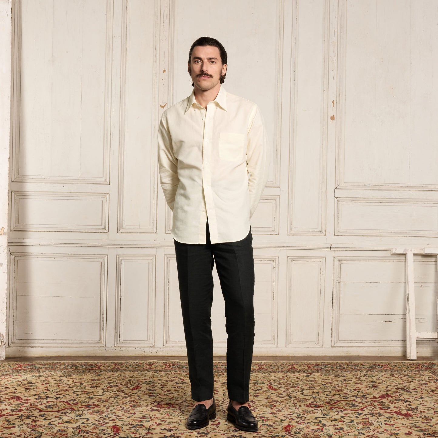 Chemise en coton et lin écrue