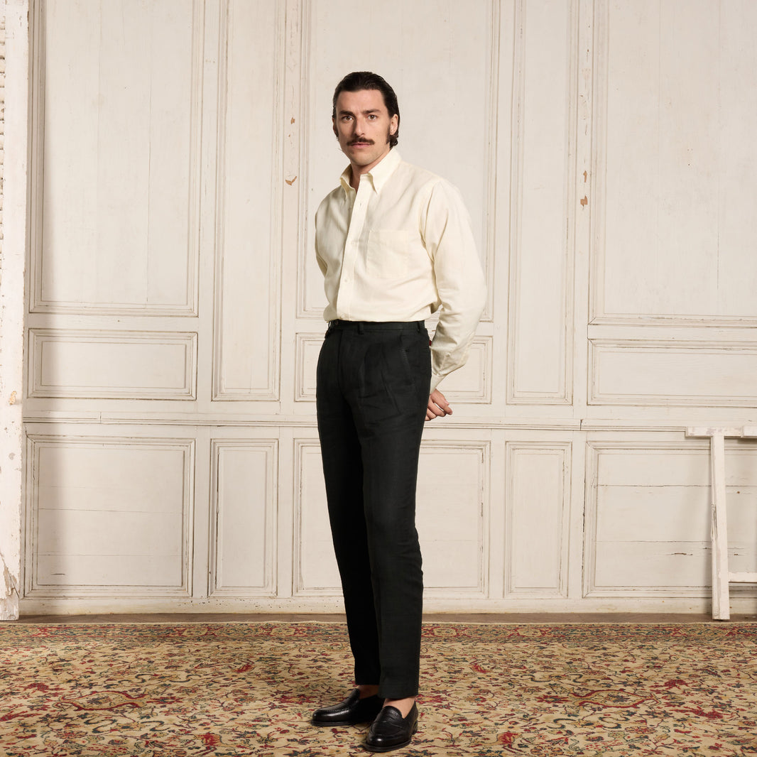 Chemise en coton et lin écrue