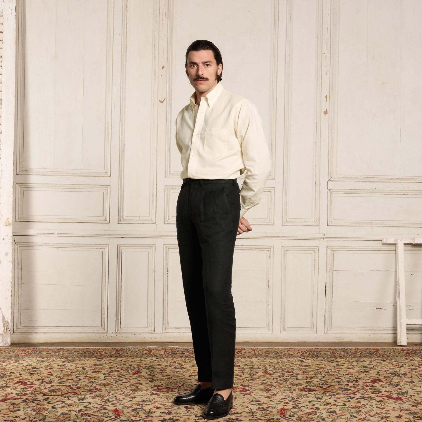 Chemise en coton et lin écrue