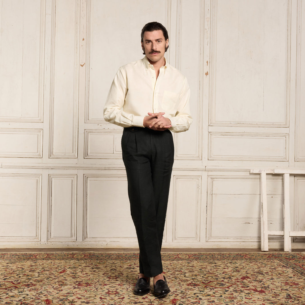 Chemise en coton et lin écrue