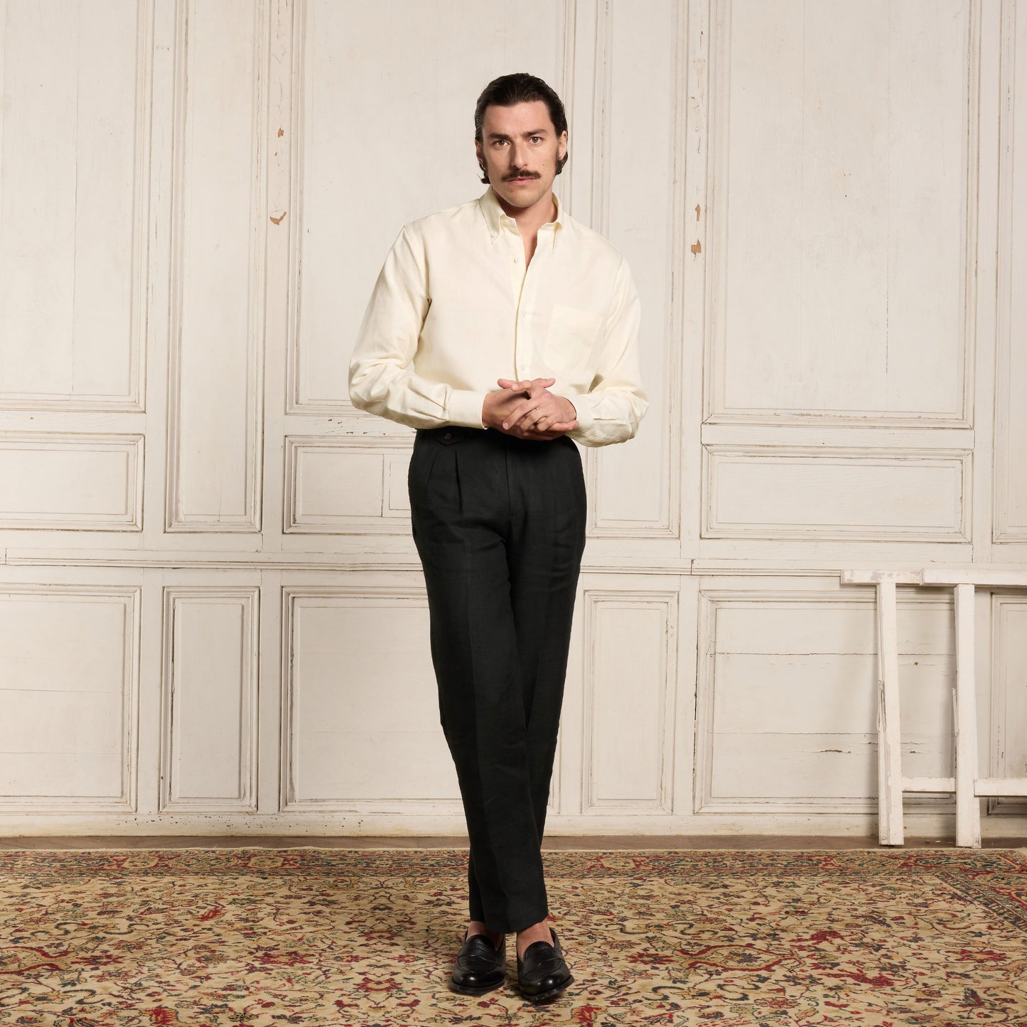 Chemise en coton et lin écrue
