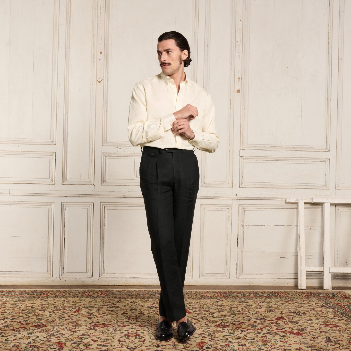 Chemise en coton et lin écrue