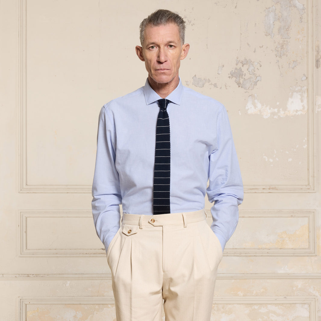 Chemise en coton et lin bleu ciel