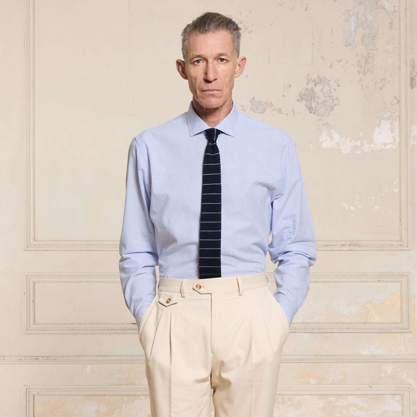 Sky blue cotton and linen shirt