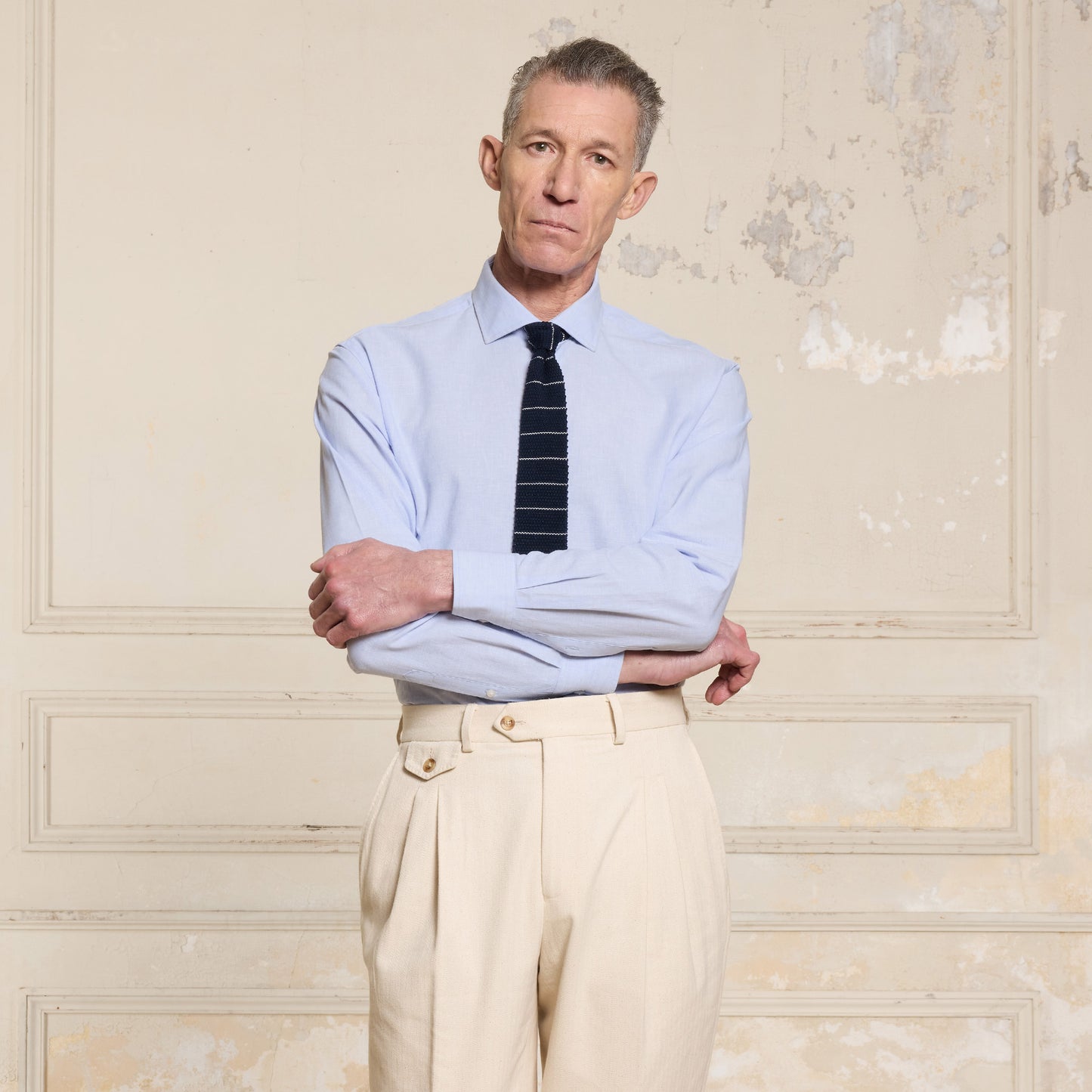 Sky blue cotton and linen shirt