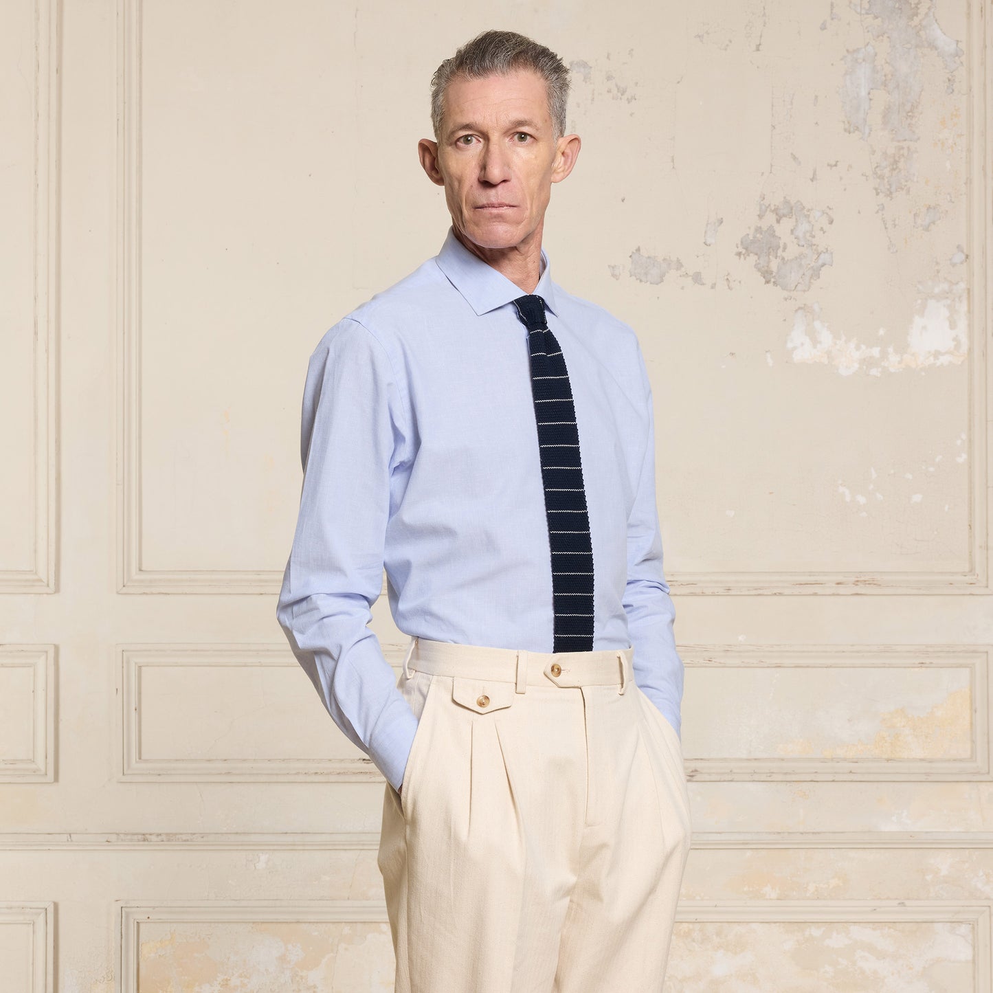 Sky blue cotton and linen shirt