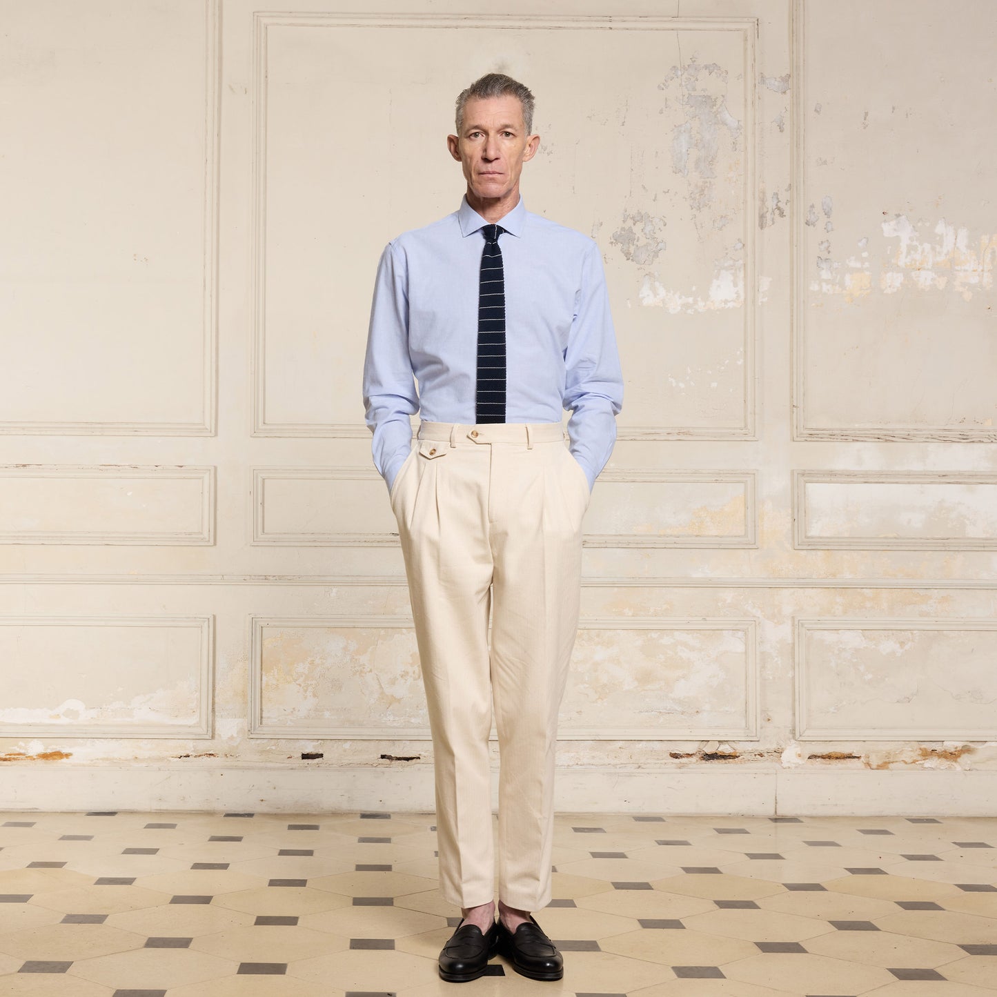 Sky blue cotton and linen shirt