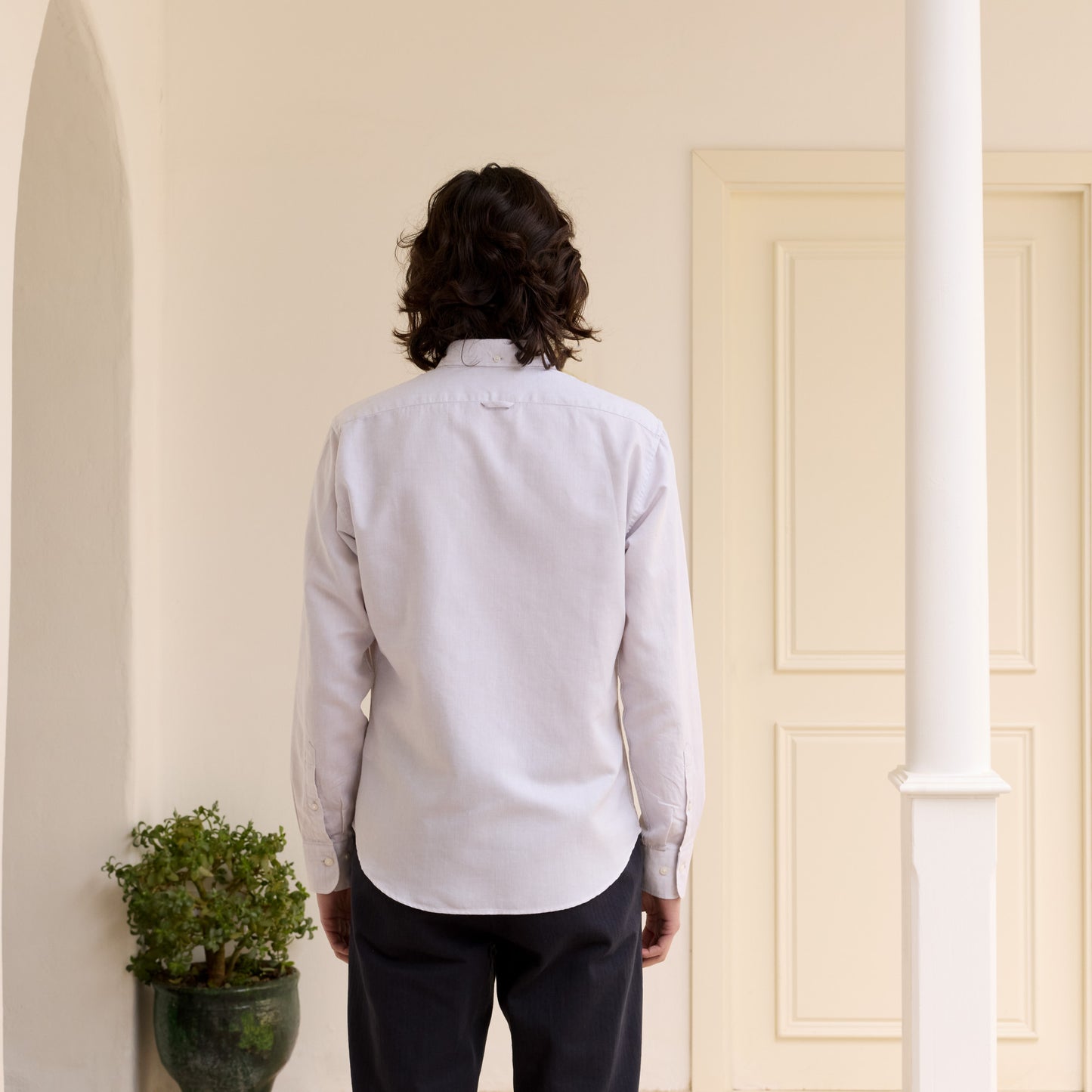 Chalk heather cotton and linen shirt