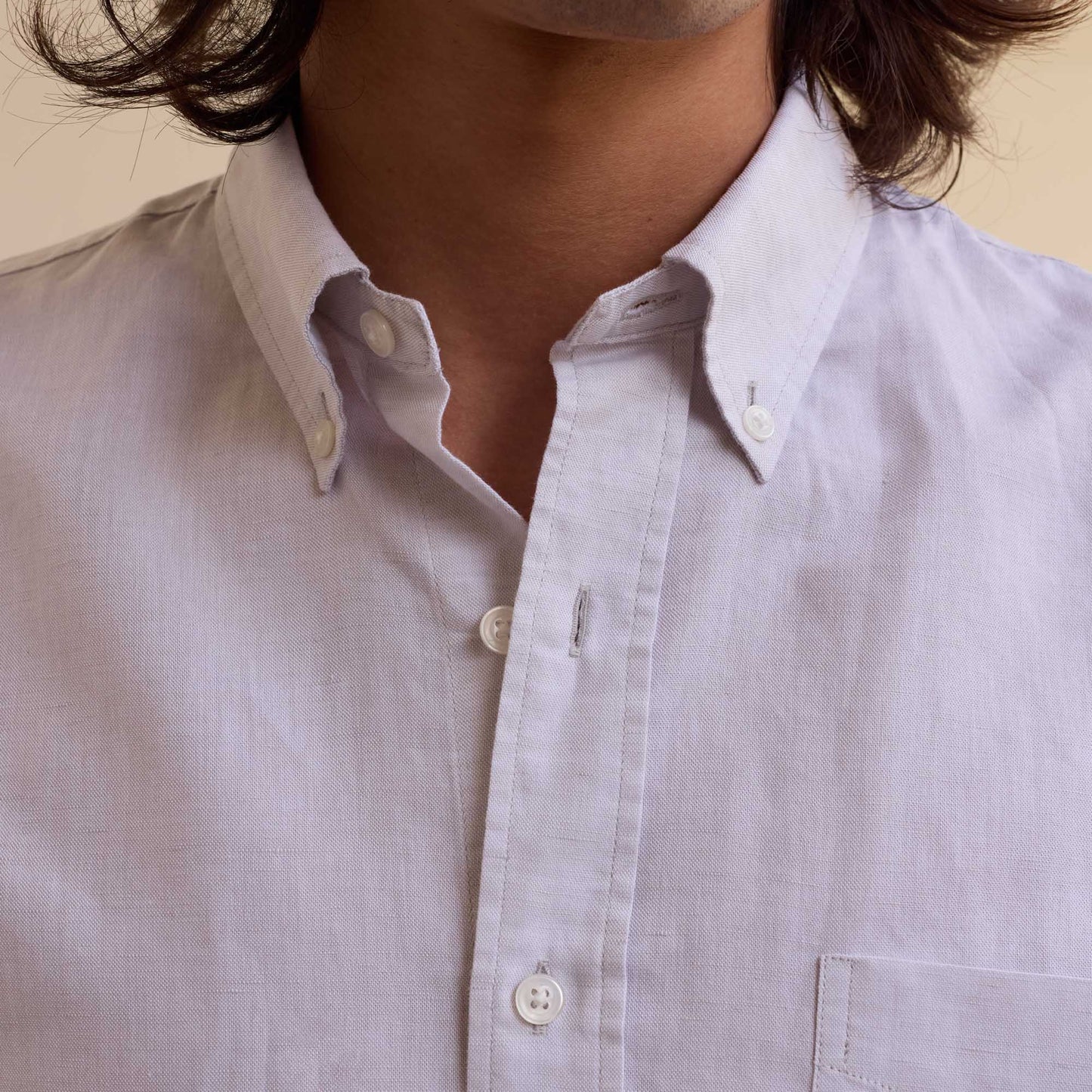 Chalk heather cotton and linen shirt