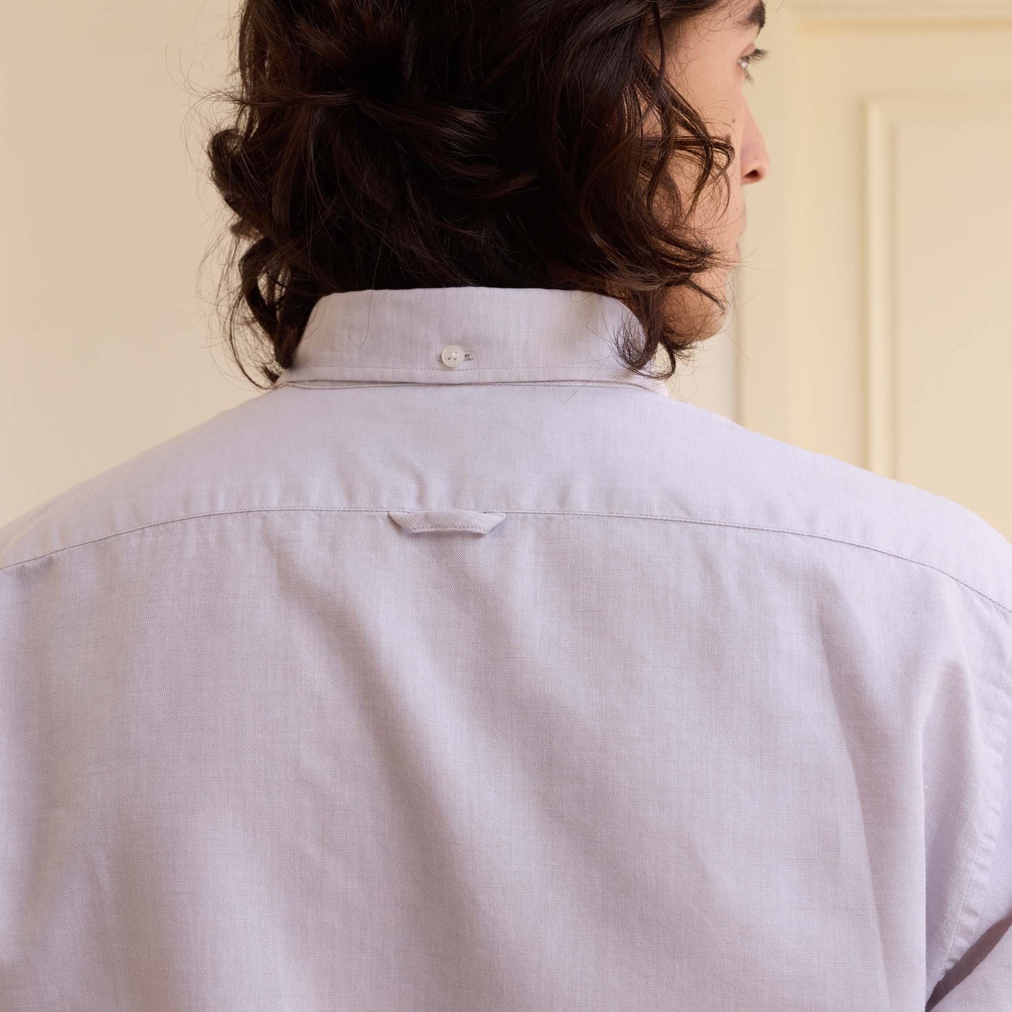 Chalk heather cotton and linen shirt